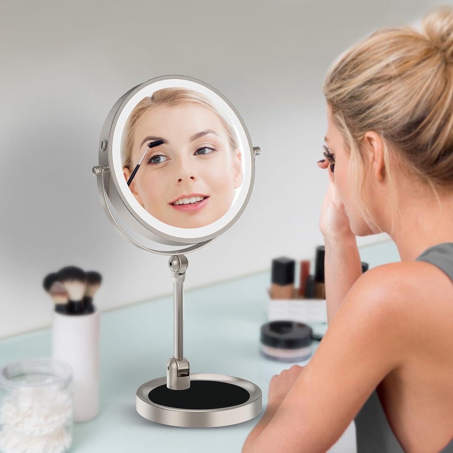 Espejo de Maquillaje Iluminado Rocollos 22,86 cm 1X/10X Ajustable