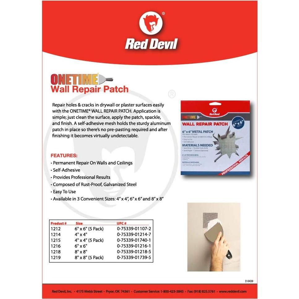 Parche de Reparación de Pared Red Devil 1212 - Paquete de 5