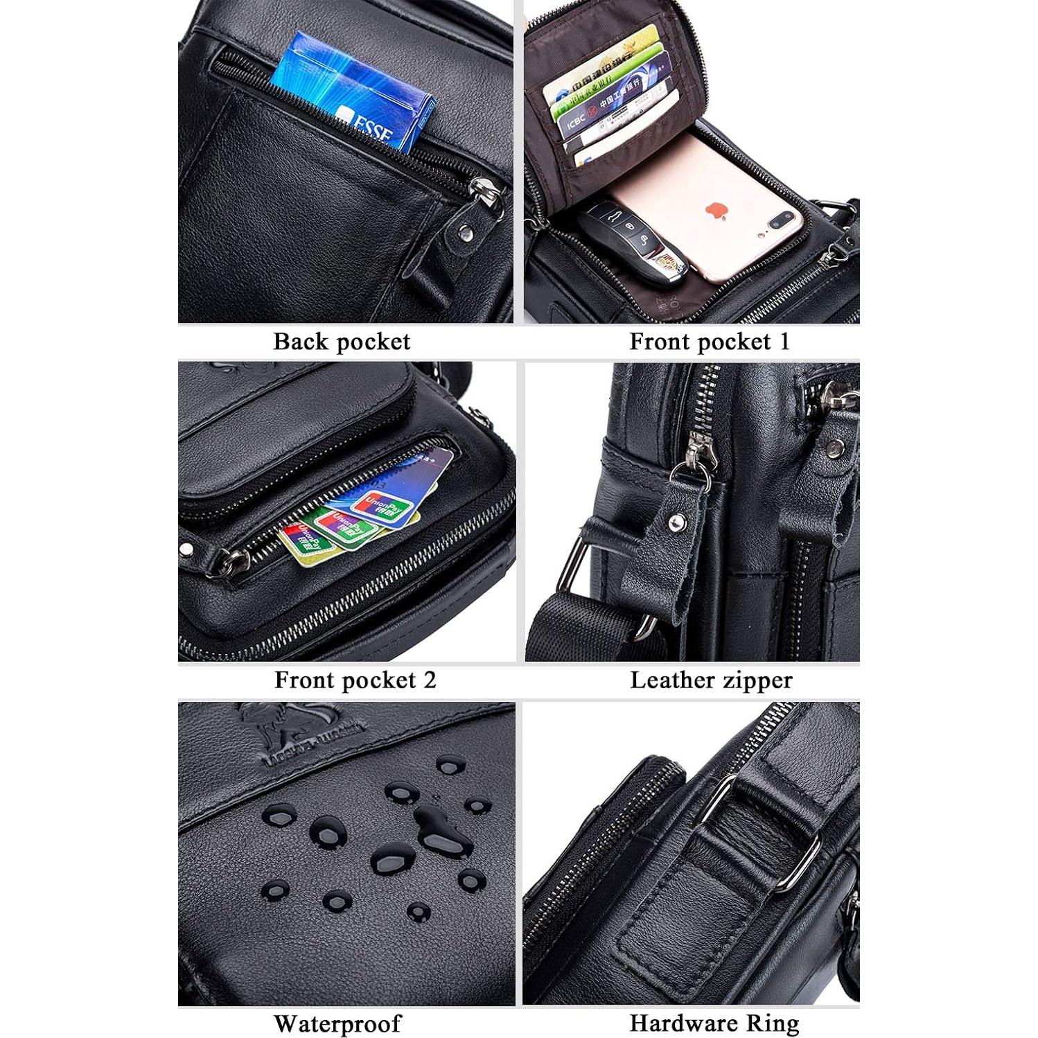 Bolsa Mensajera Pequeña de Cuero BAIGIO para Hombres