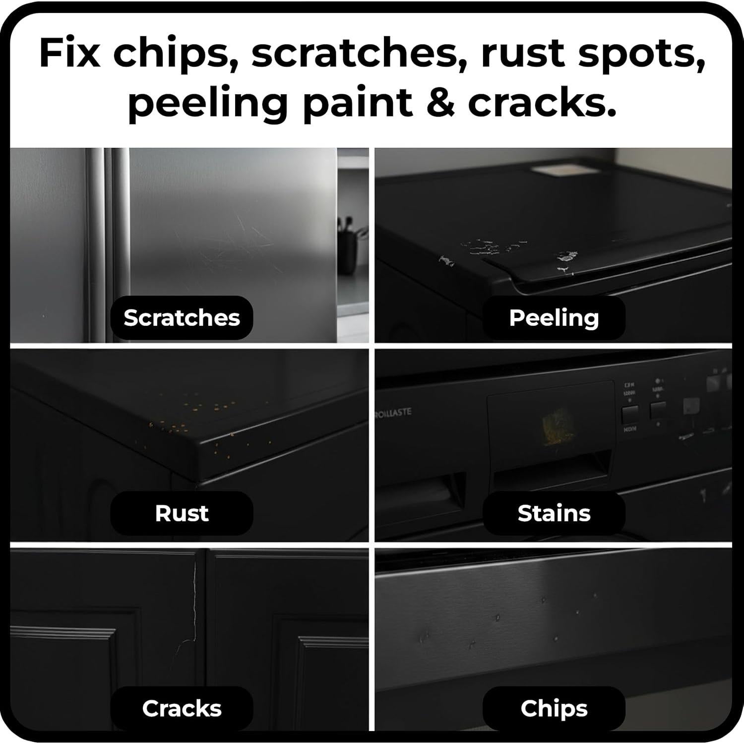 Pintura de Retoque Negra Brillante Spot. 29.57 ml - Para Electrodomésticos y Porcelana