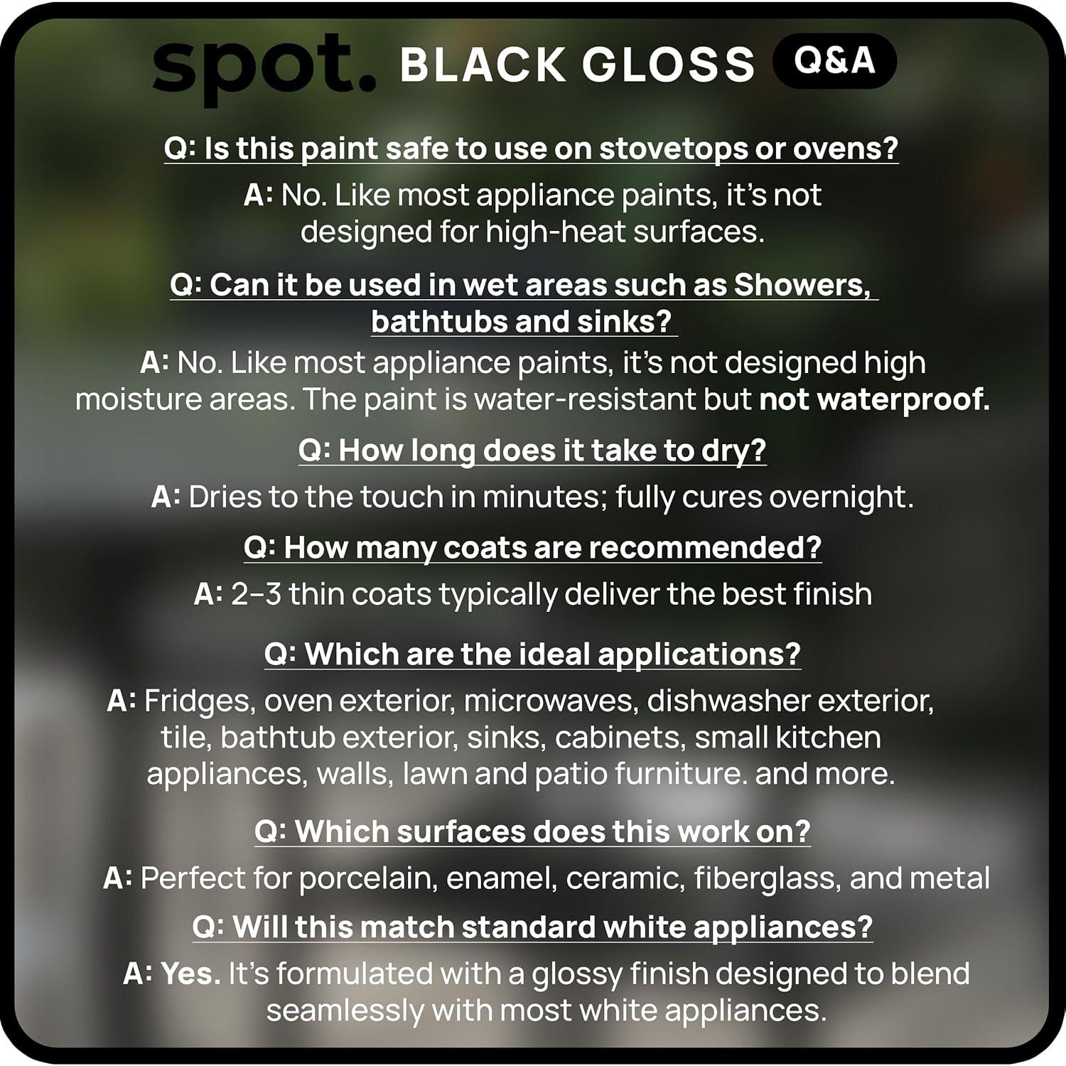 Pintura de Retoque Negra Brillante Spot. 29.57 ml - Para Electrodomésticos y Porcelana