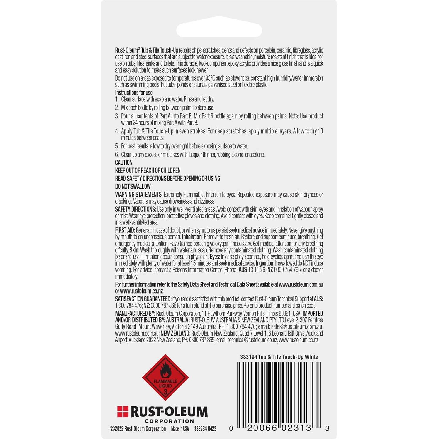 Pintura de Retoque Rust-Oleum 244166 para Baños y Azulejos Blanca