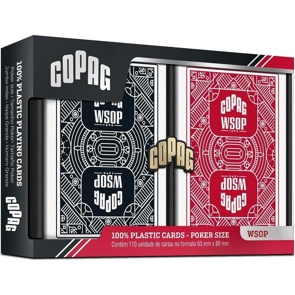 Cartas de Póker Copag WSOP 100% Plástico Jumbo - 2 Mazos
