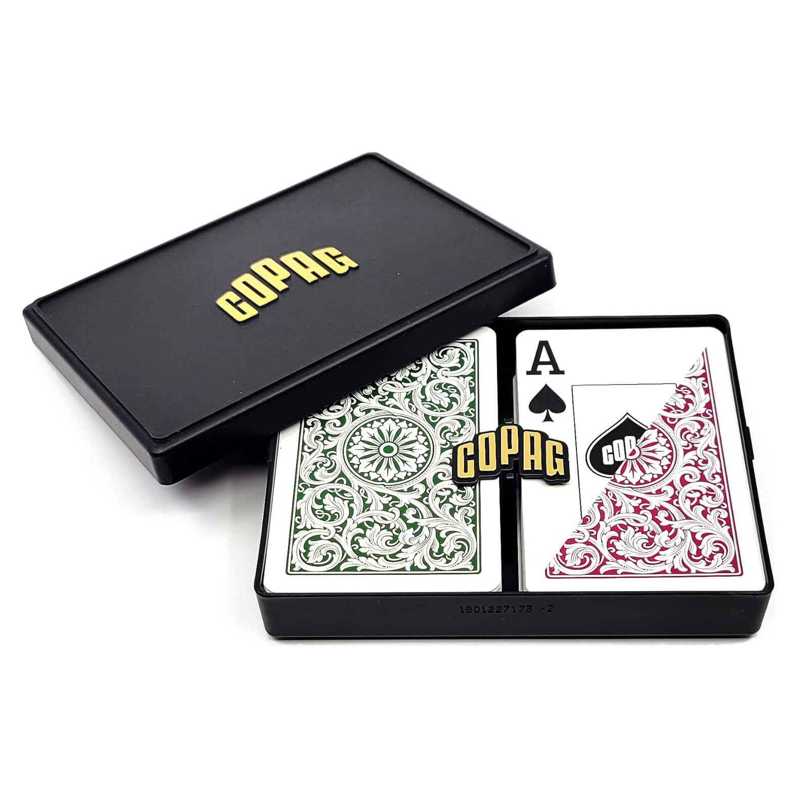 Copag 1546 Cartas de Juego 100% Plástico Tamaño Bridge Verde/Borgoña