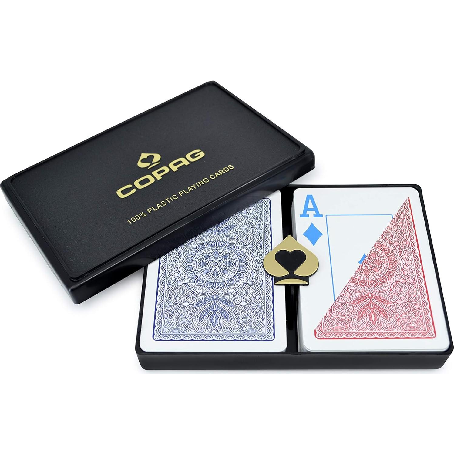 Barajas de Juego Copag 100% Plástico Tamaño Póker Jumbo Rojo/Azul