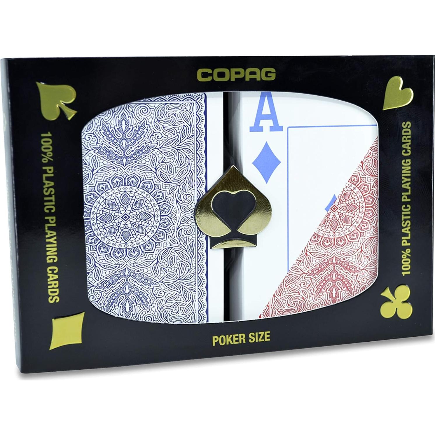 Barajas de Juego Copag 100% Plástico Tamaño Póker Jumbo Rojo/Azul