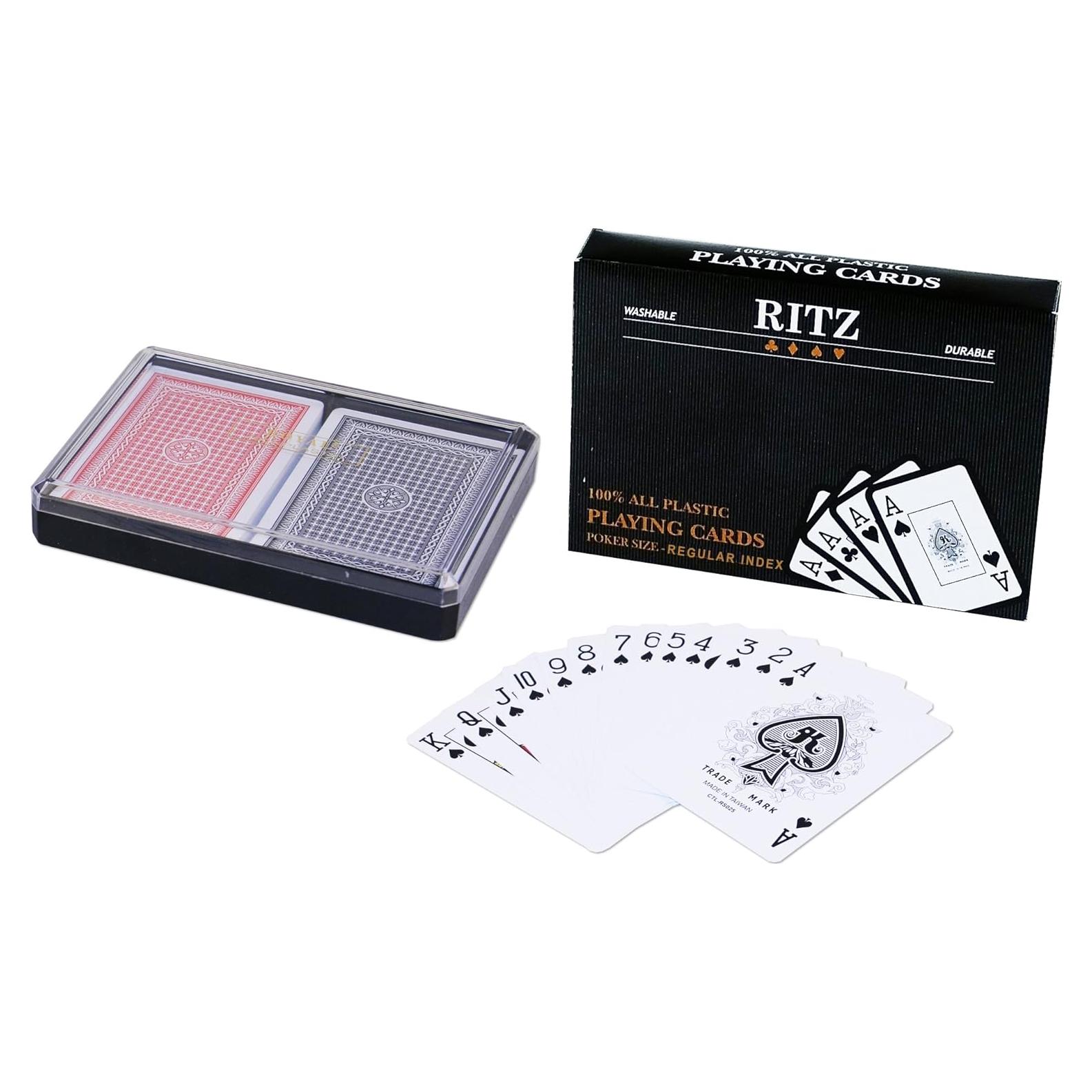 Cartas de Juego Ritz 100% Plástico 2 Barajas Tamaño Póker