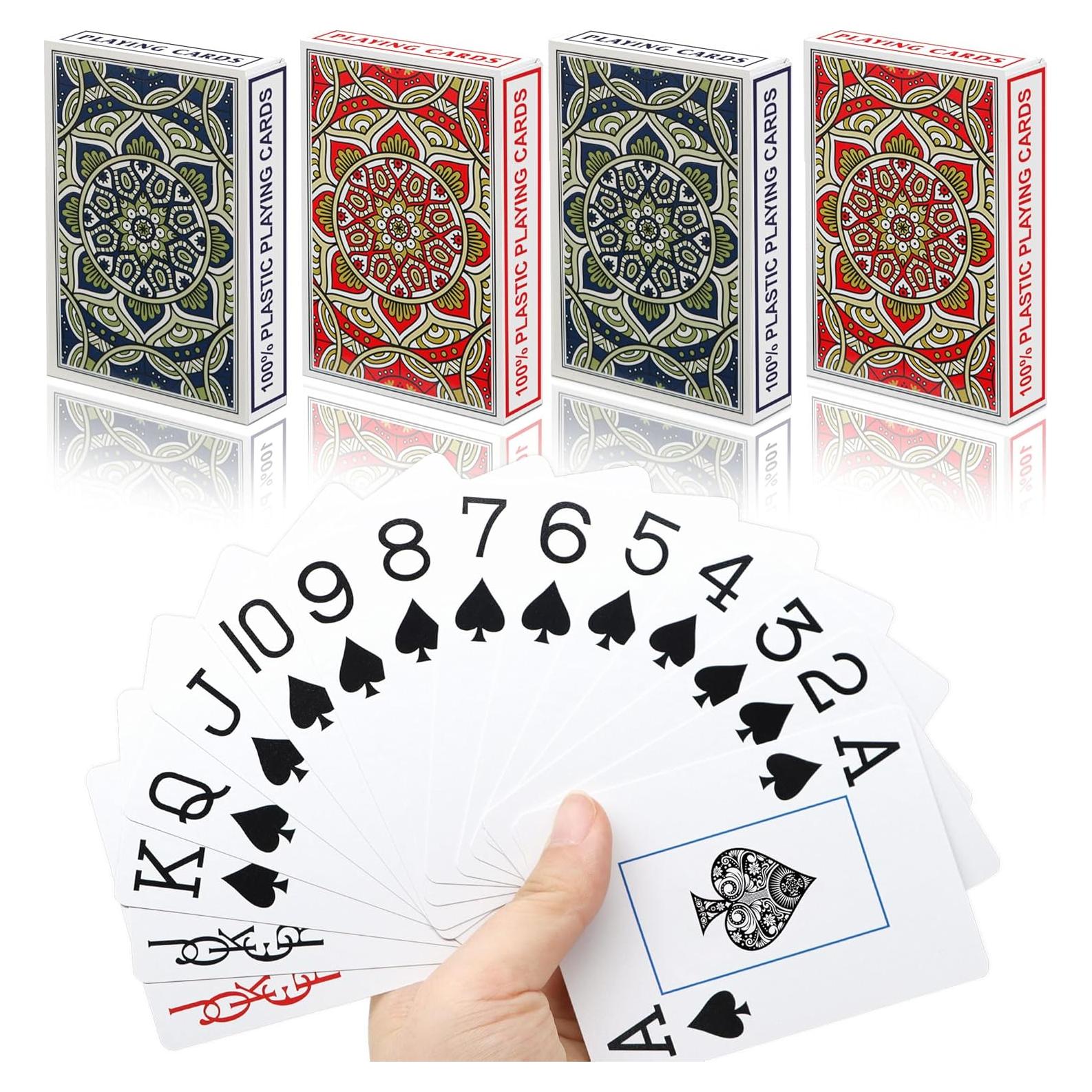 Barajas de Póker Impermeables Metsyth Jumbo - Paquete de 4