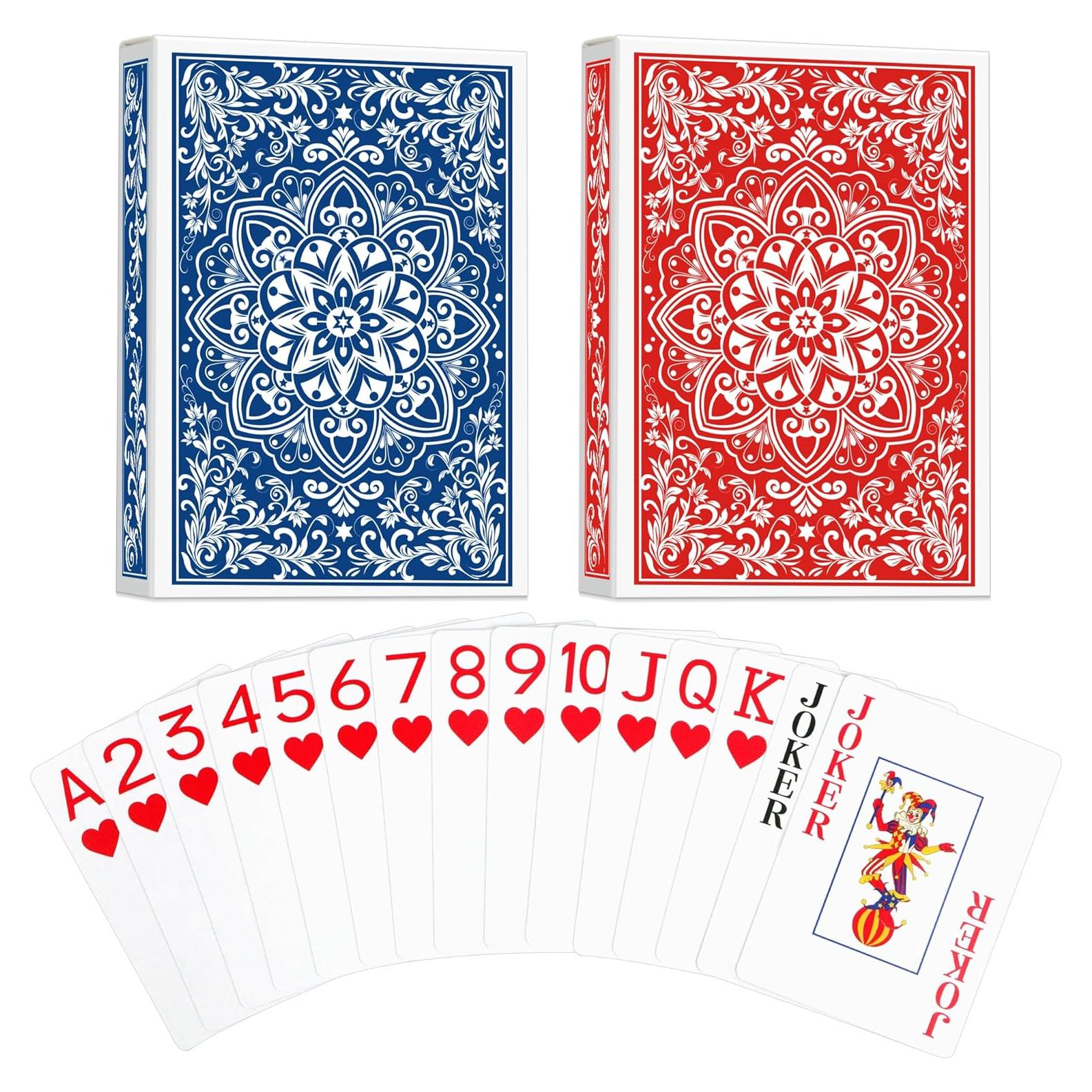 Barajas de Póker Jumbo Wkchxd - 2 Barajas con Letras Grandes