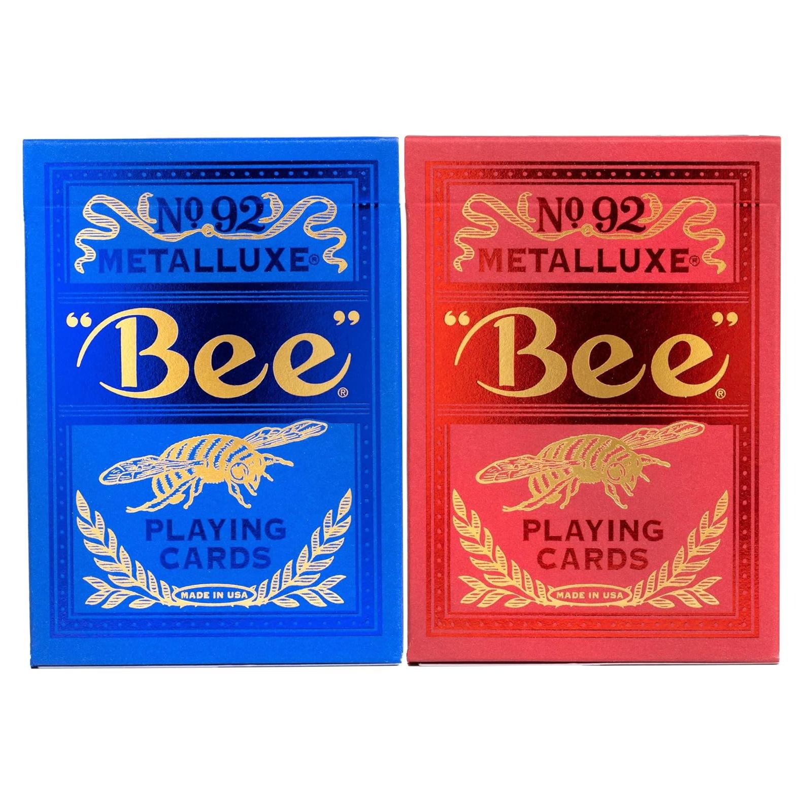 Bee Metalluxe Paquete de 2 Barajas de Juego - Azul y Rojo