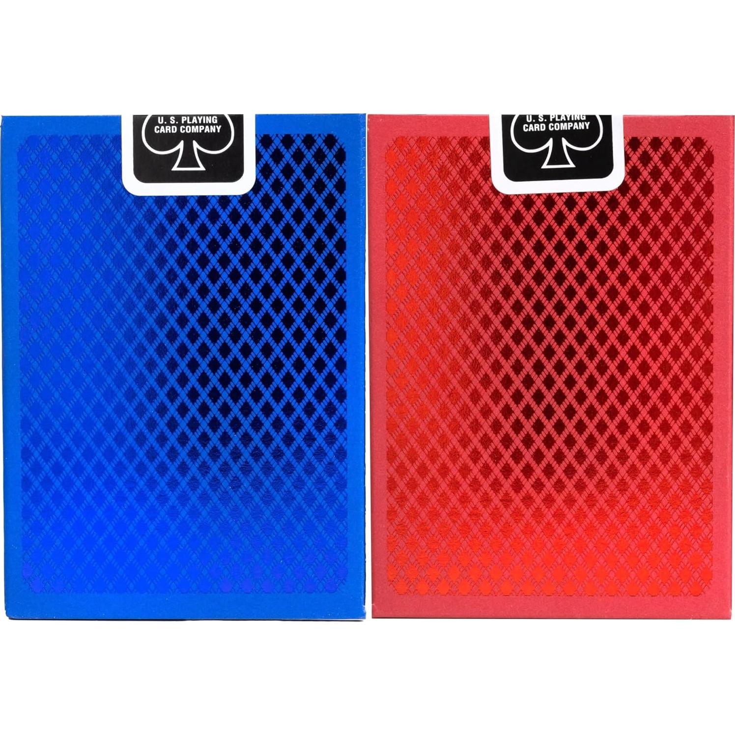 Bee Metalluxe Paquete de 2 Barajas de Juego - Azul y Rojo
