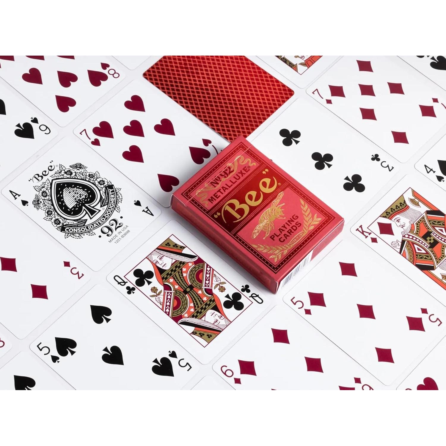 Bee Metalluxe Paquete de 2 Barajas de Juego - Azul y Rojo