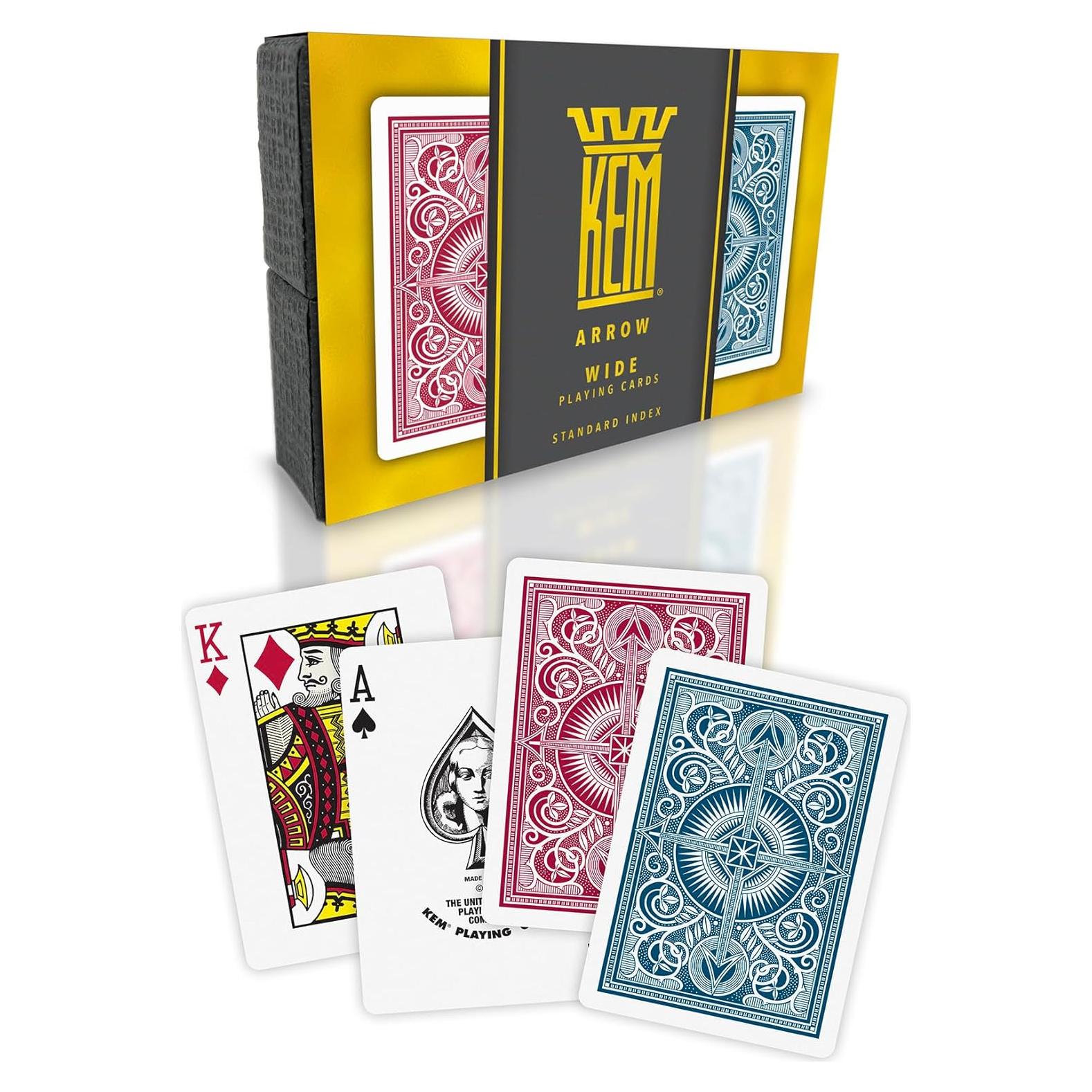 Cartas de Póker KEM Flecha Roja y Azul - 2 Barajas de Plástico