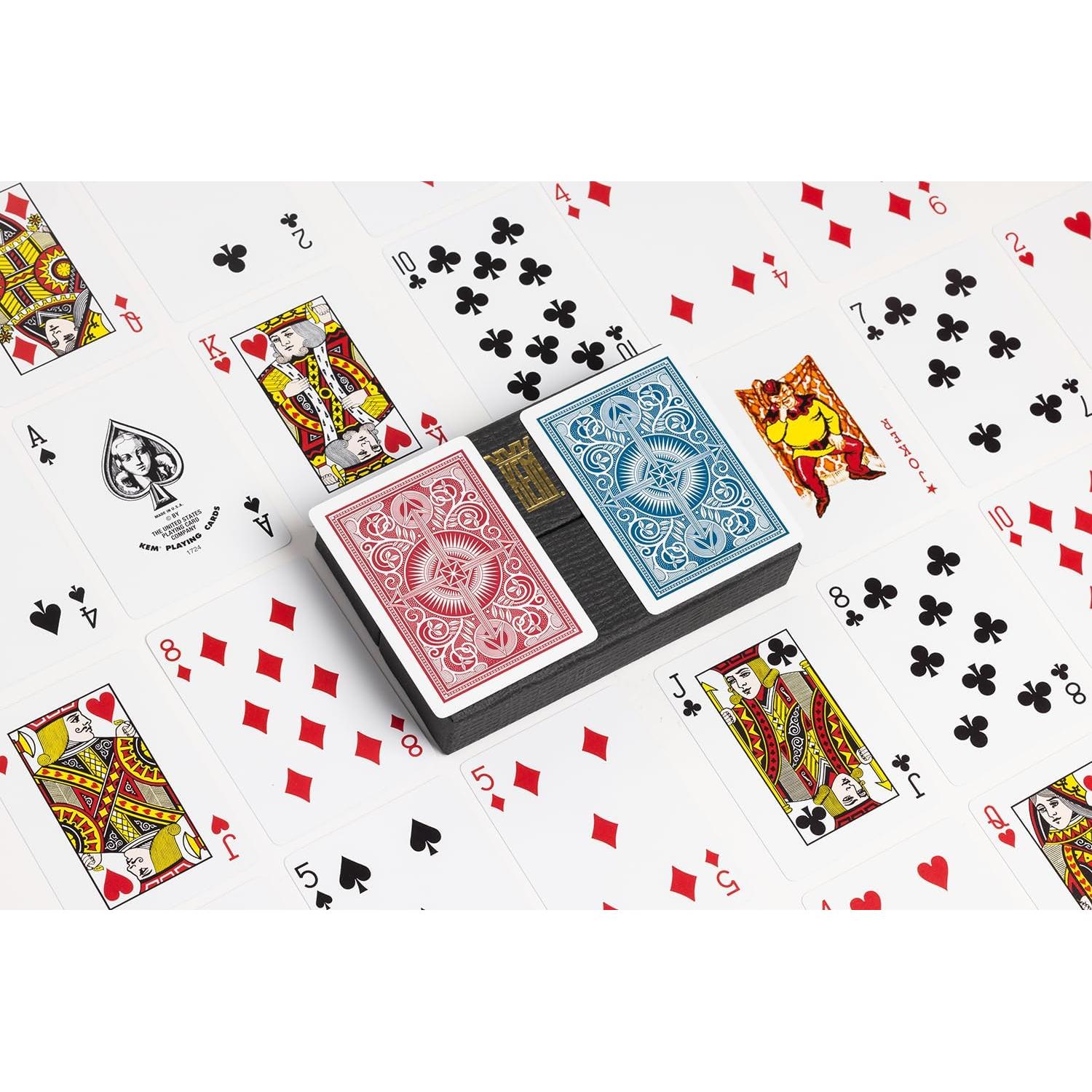 Cartas de Póker KEM Flecha Roja y Azul - 2 Barajas de Plástico