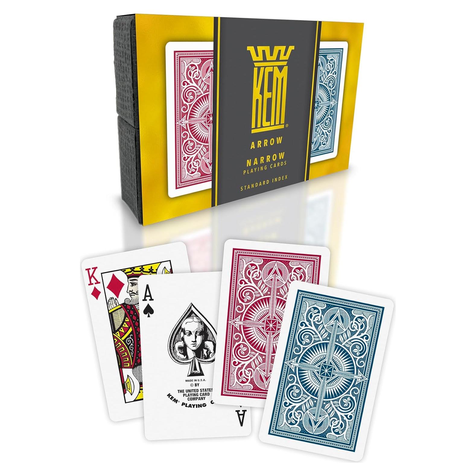 Cartas de Póker KEM Flecha Roja y Azul - 2 Barajas Premium
