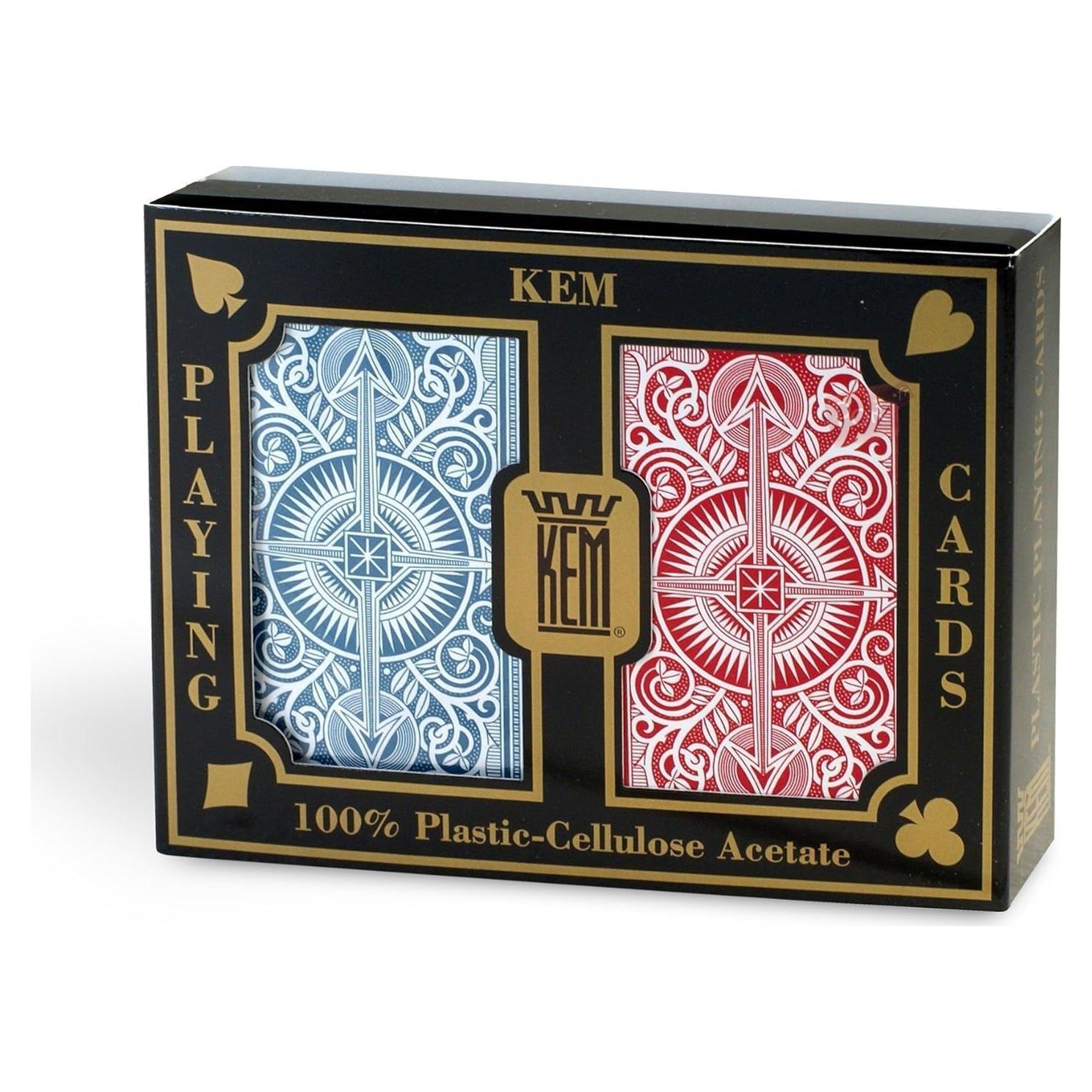 Cartas de Juego KEM Jumbo Rojas y Azules 100% Plástico