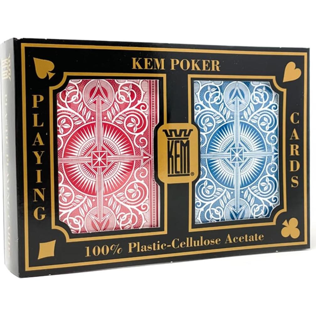Cartas de Juego KEM Jumbo Rojas y Azules 100% Plástico