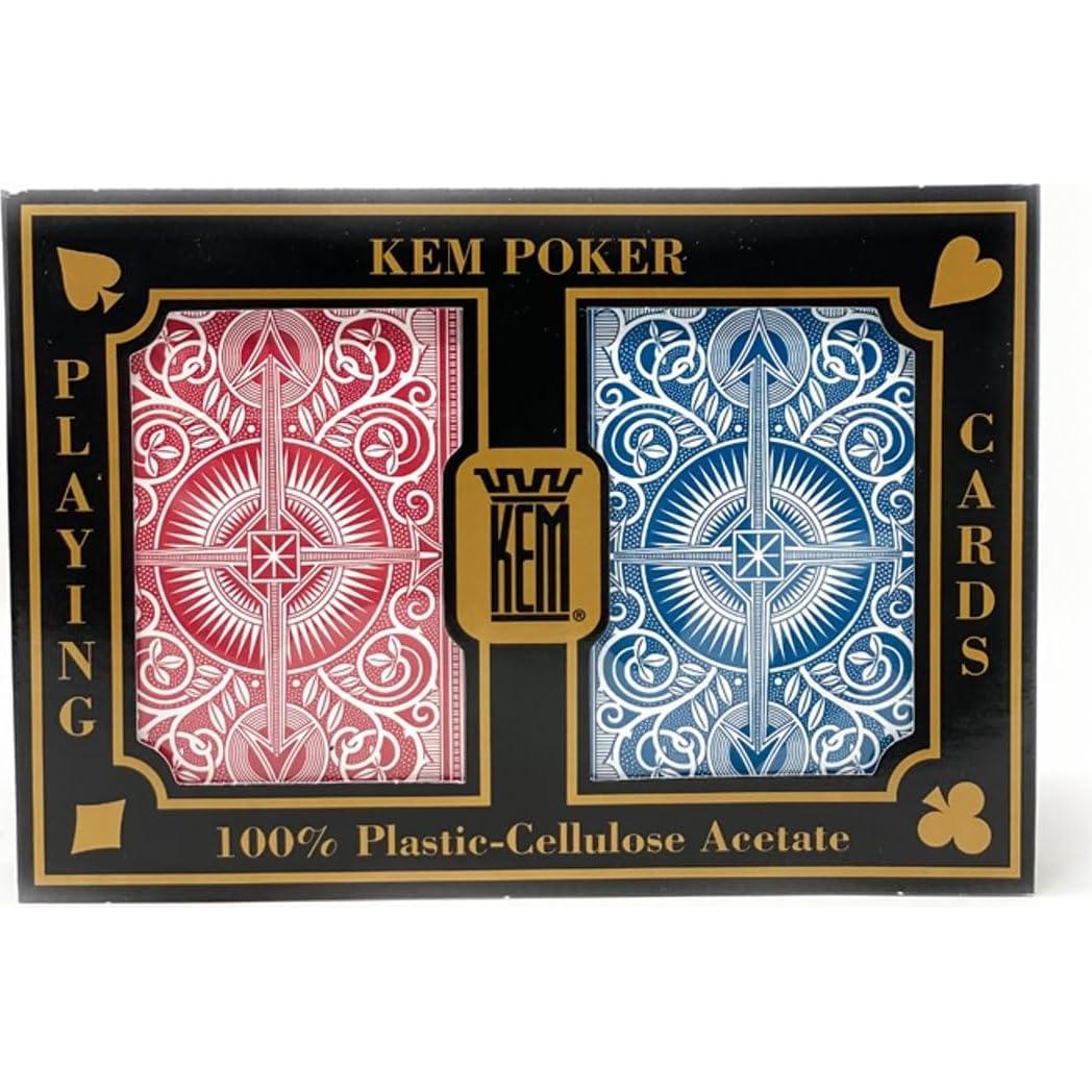 Cartas de Juego KEM Jumbo Rojas y Azules 100% Plástico
