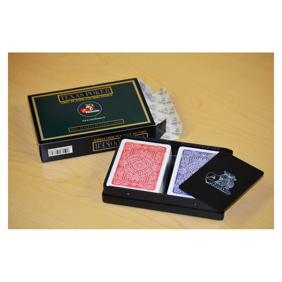 Juego de Cartas Modiano Texas Poker Jumbo Plástico Rojo y Azul