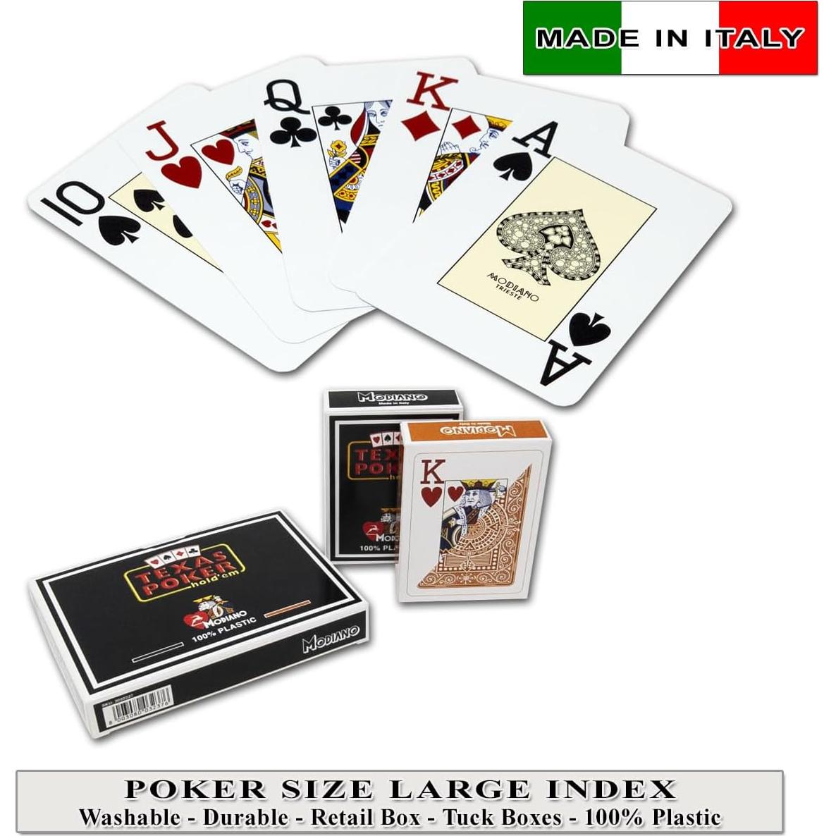 Tarjetas de Juego de Plástico Modiano 2 Barajas Tamaño Póker