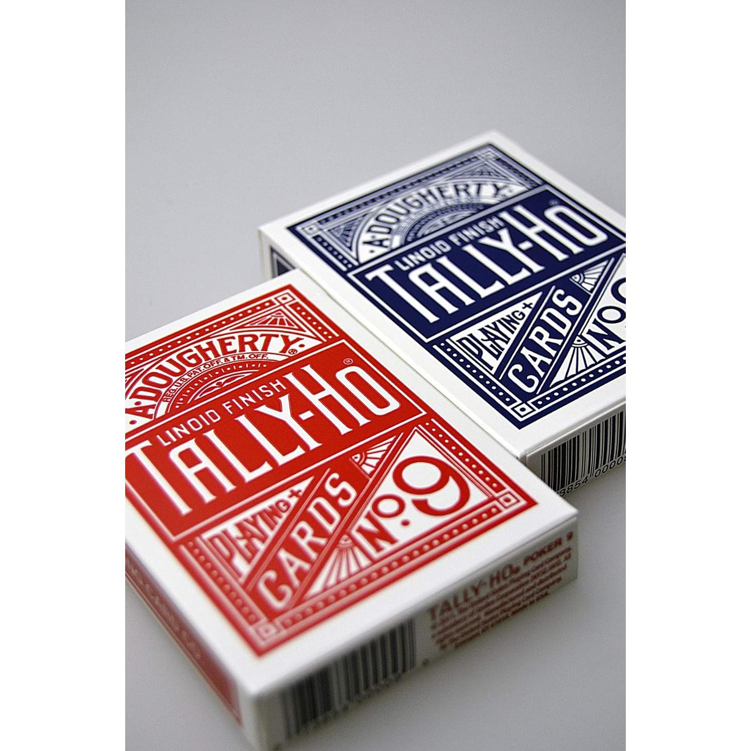 2 Barajas de Cartas TALLY HO No 9 Fan Back Rojas y Azules