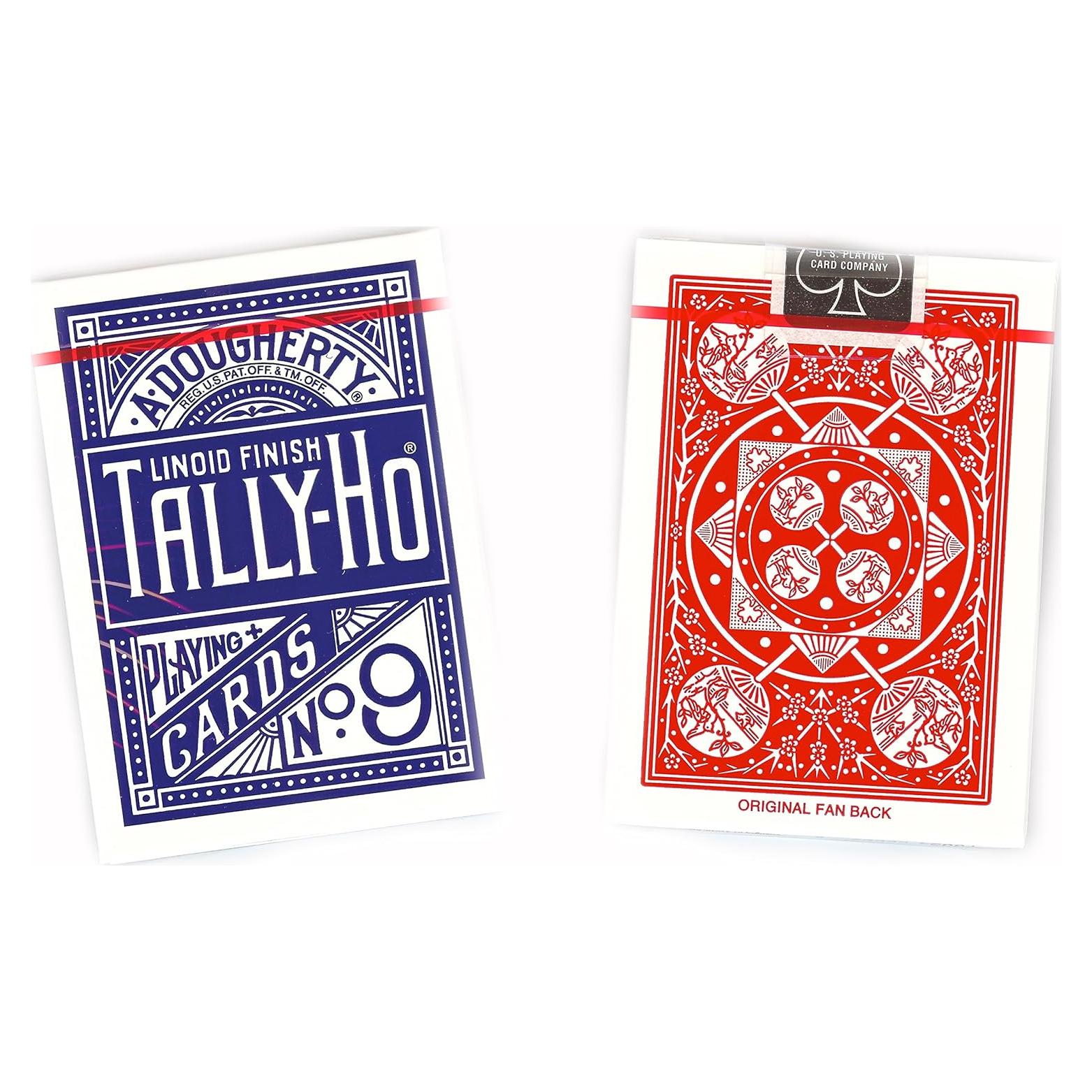 Barajas de Juego Tally-Ho #9 Ventilador 12 Piezas Rojas y Azules