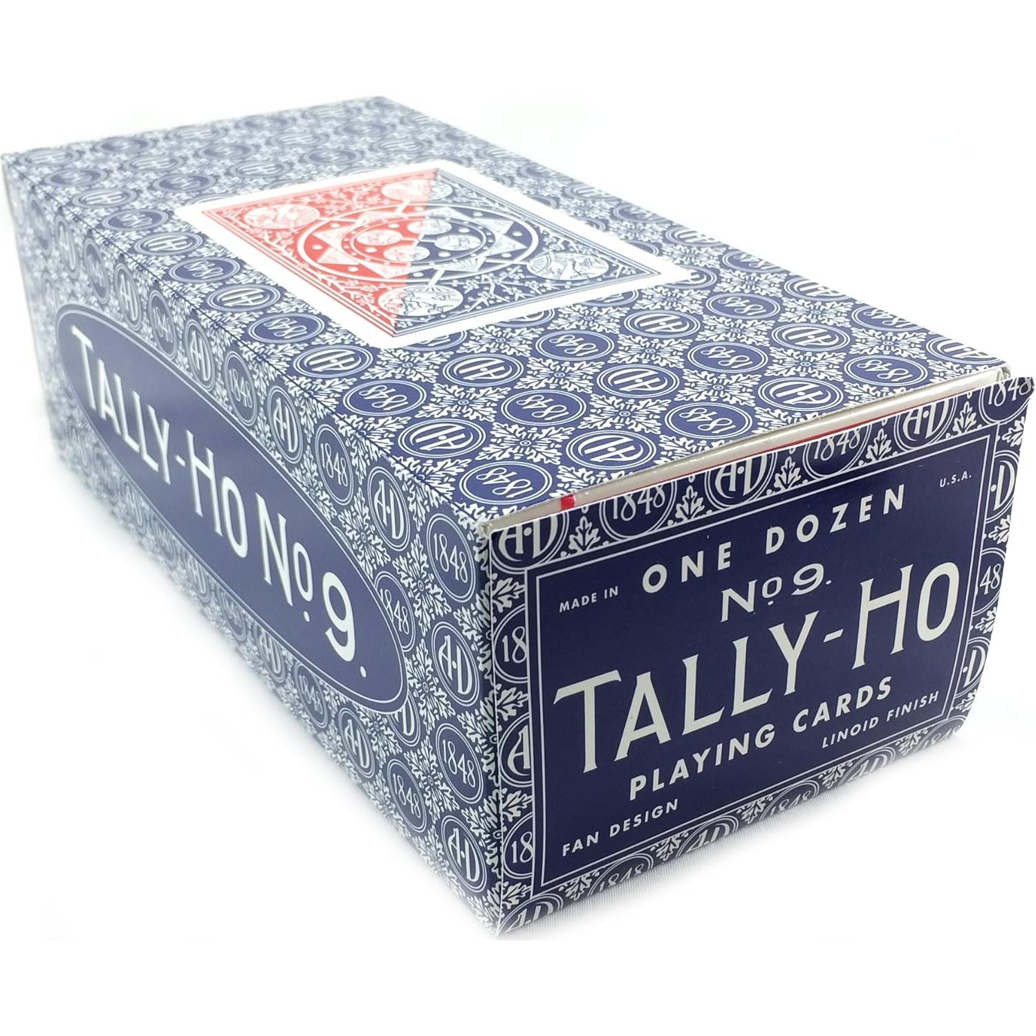 Barajas de Juego Tally-Ho #9 Ventilador 12 Piezas Rojas y Azules