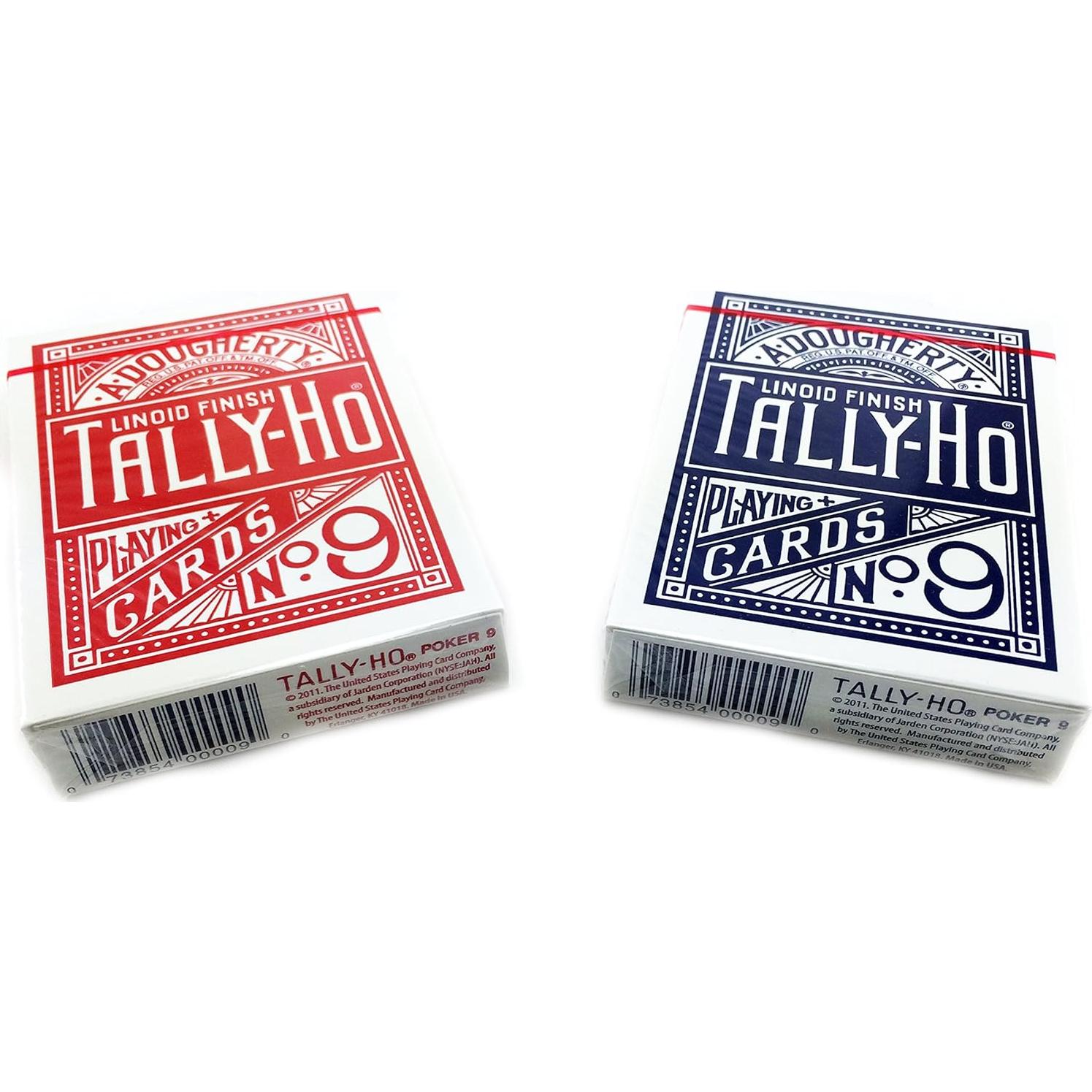 Barajas de Juego Tally-Ho #9 Ventilador 12 Piezas Rojas y Azules