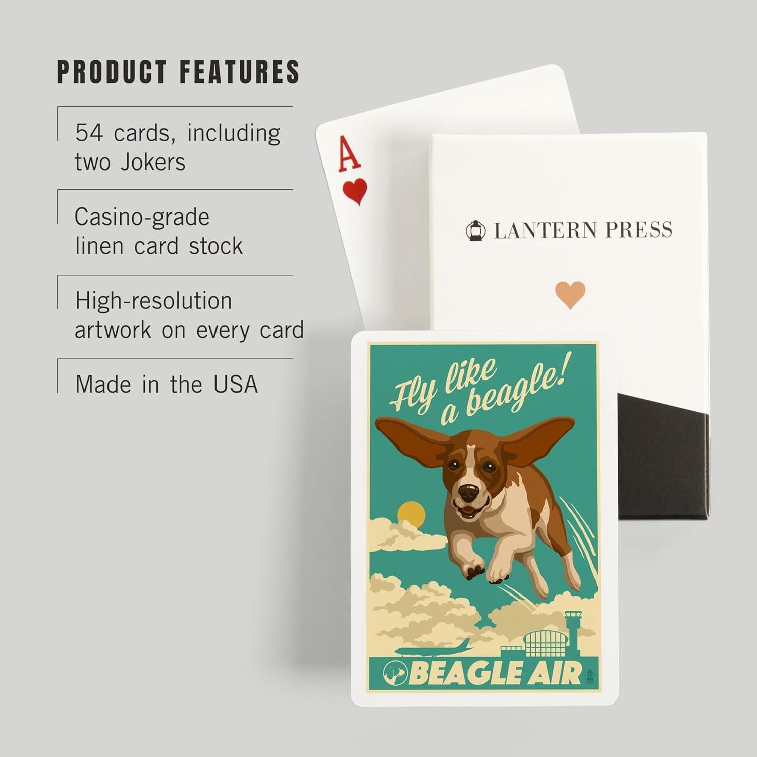 Baraja de Cartas de Póker Lantern Press Beagle Retro 52 Piezas