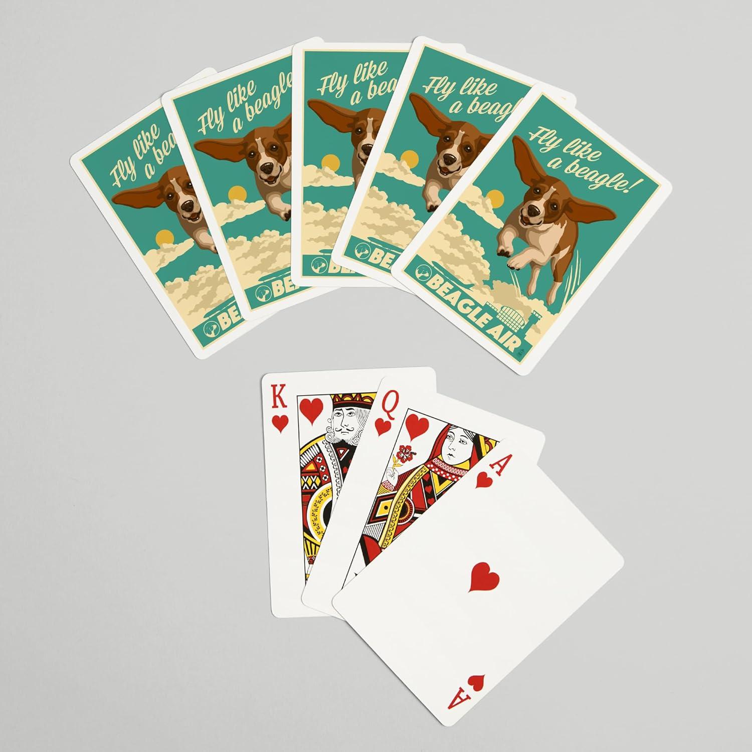 Baraja de Cartas de Póker Lantern Press Beagle Retro 52 Piezas