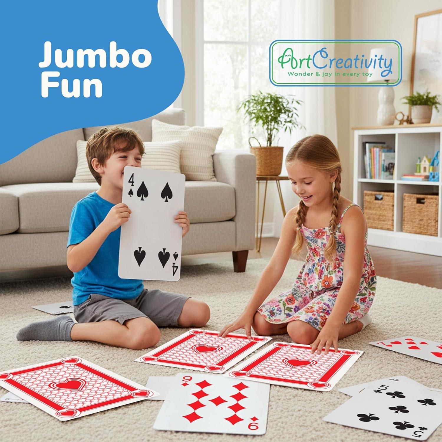 Cartas de Juego Jumbo Gamie - 52 Cartas + 2 Jokers - 26.67 cm x 36.83 cm