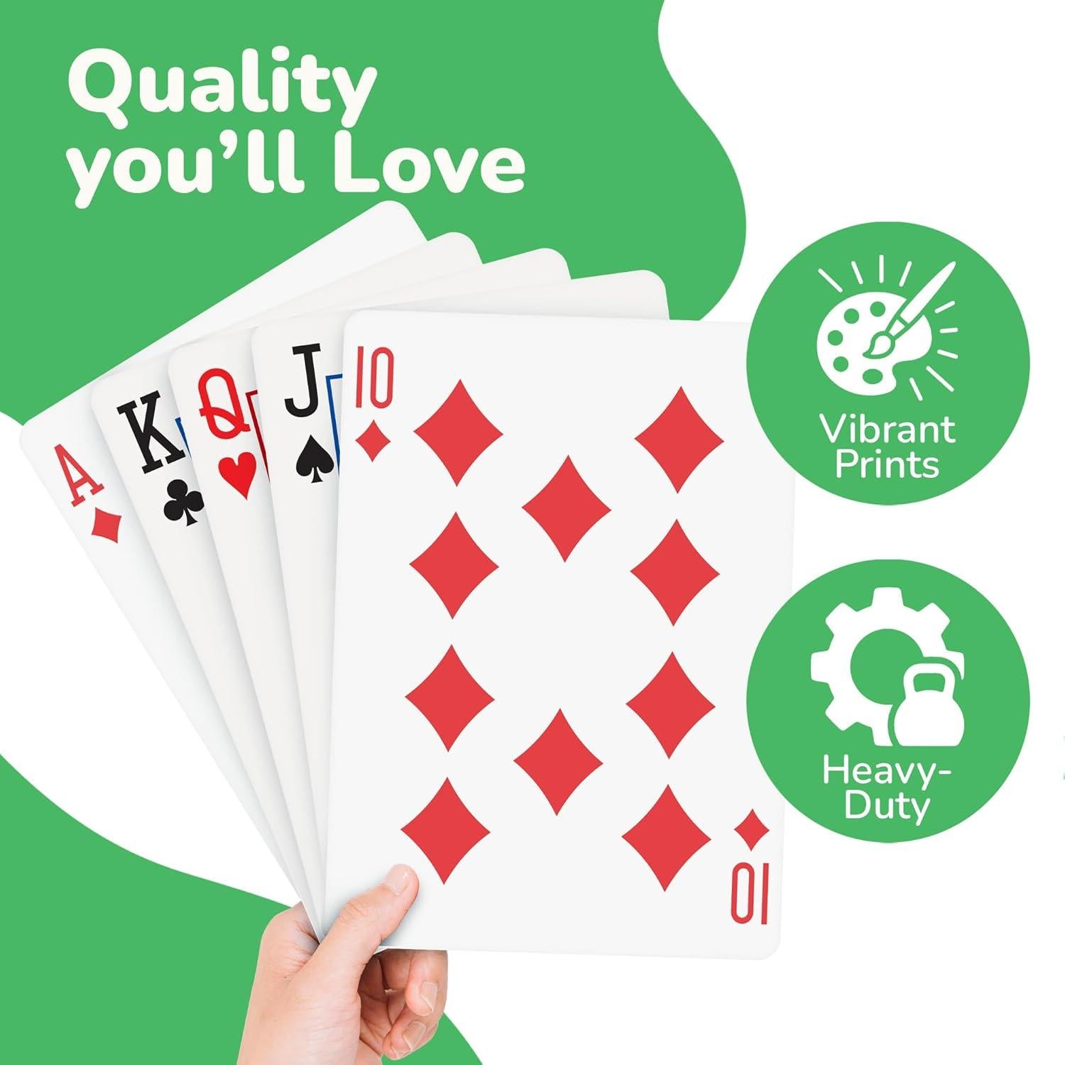 Cartas de Juego Jumbo Gamie - 52 Cartas + 2 Jokers - 26.67 cm x 36.83 cm