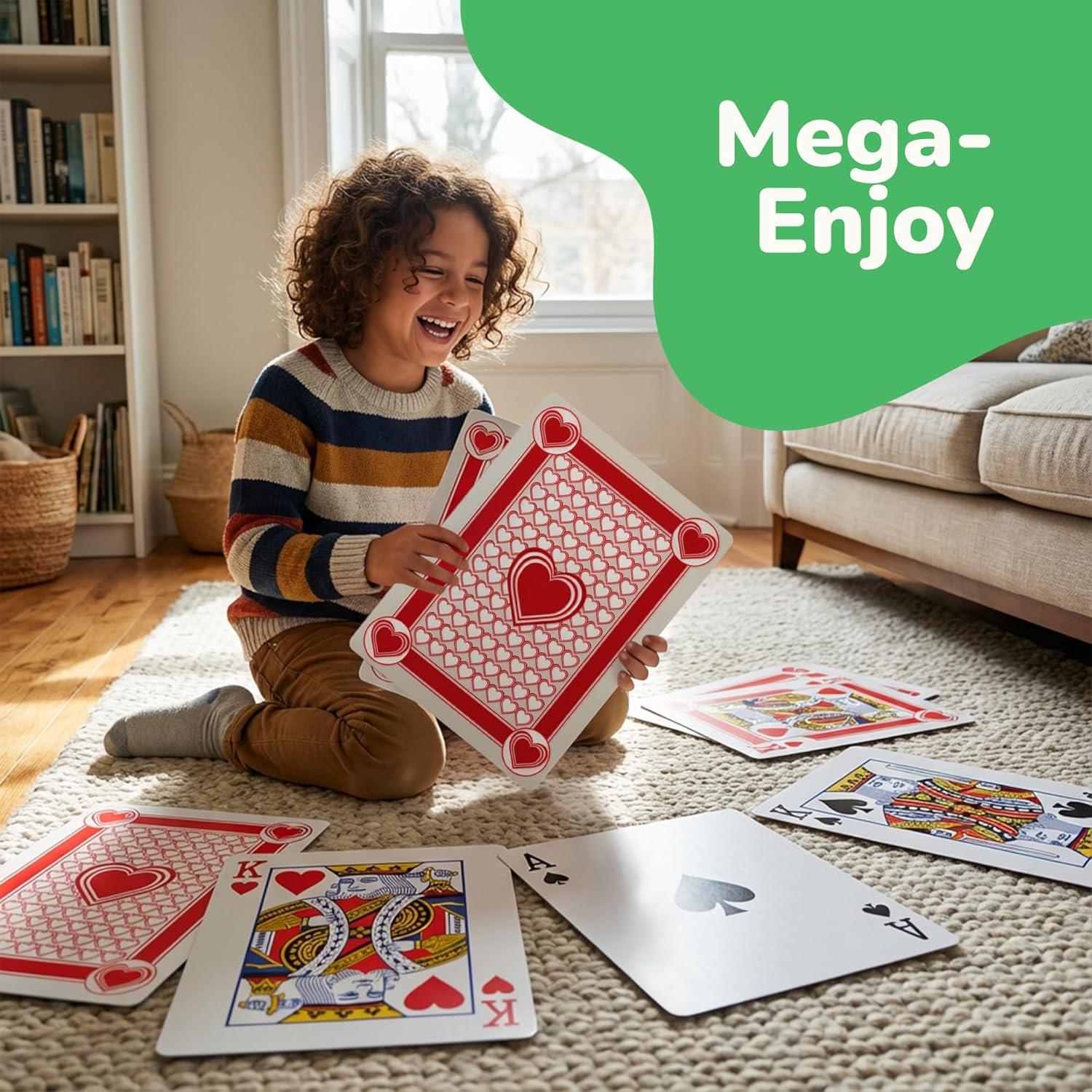 Cartas de Juego Jumbo Gamie - 52 Cartas + 2 Jokers - 26.67 cm x 36.83 cm