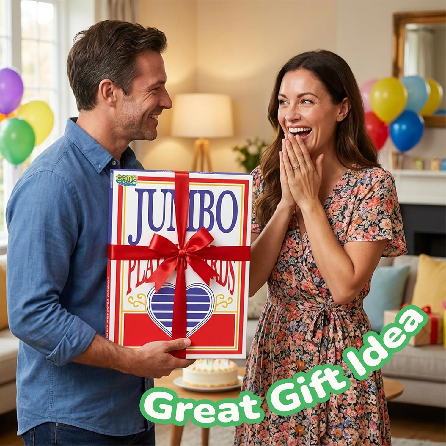 Cartas de Juego Jumbo Gamie - 52 Cartas + 2 Jokers - 26.67 cm x 36.83 cm