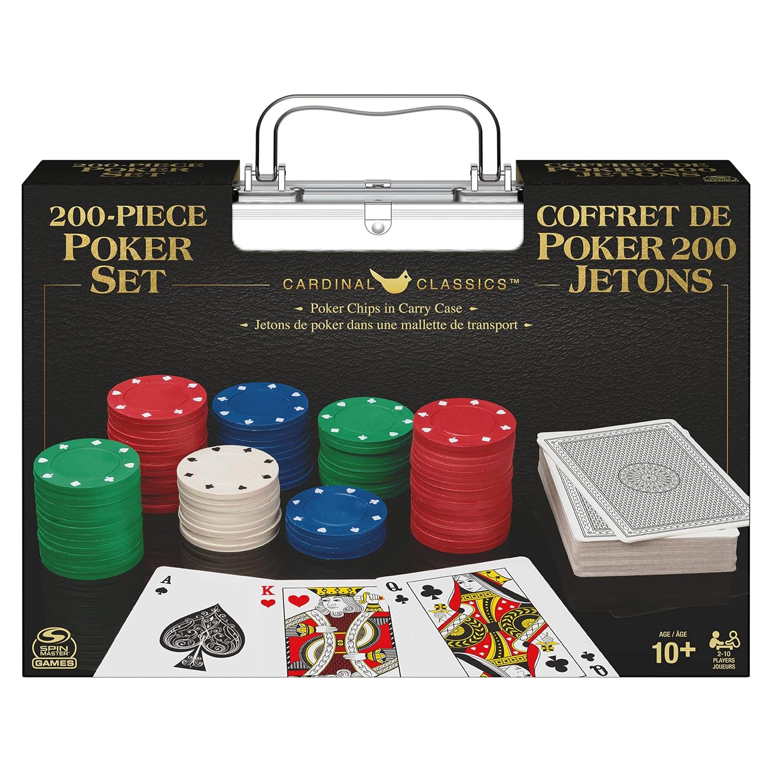Juego de Poker Texas Hold 'Em Spin Master con 200 Fichas y Cartas