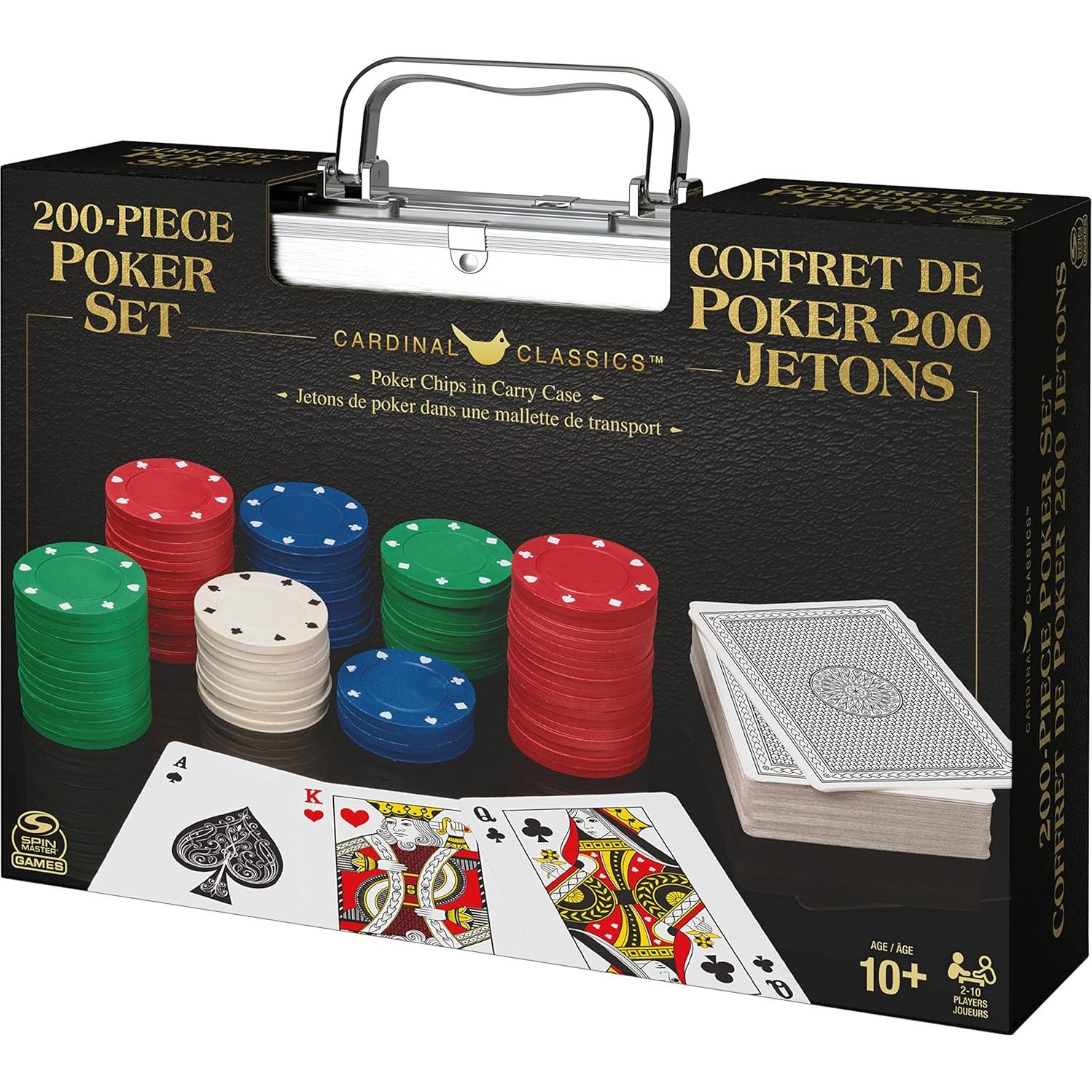 Juego de Poker Texas Hold 'Em Spin Master con 200 Fichas y Cartas