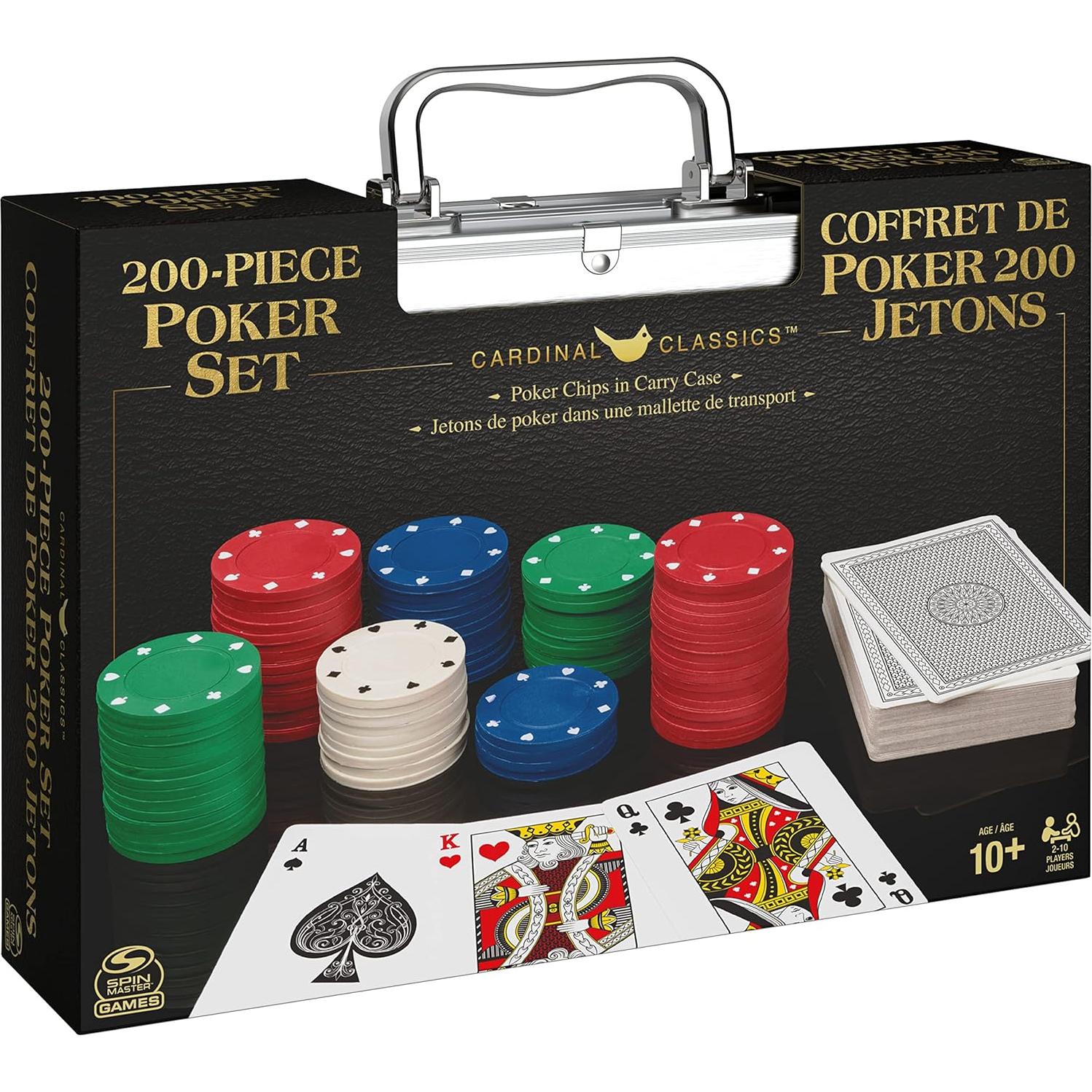 Juego de Poker Texas Hold 'Em Spin Master con 200 Fichas y Cartas