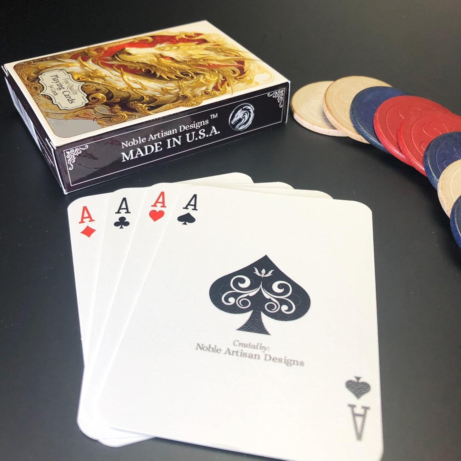 Baraja de Póker Dragón Blanco Noble Artisan 54 Cartas