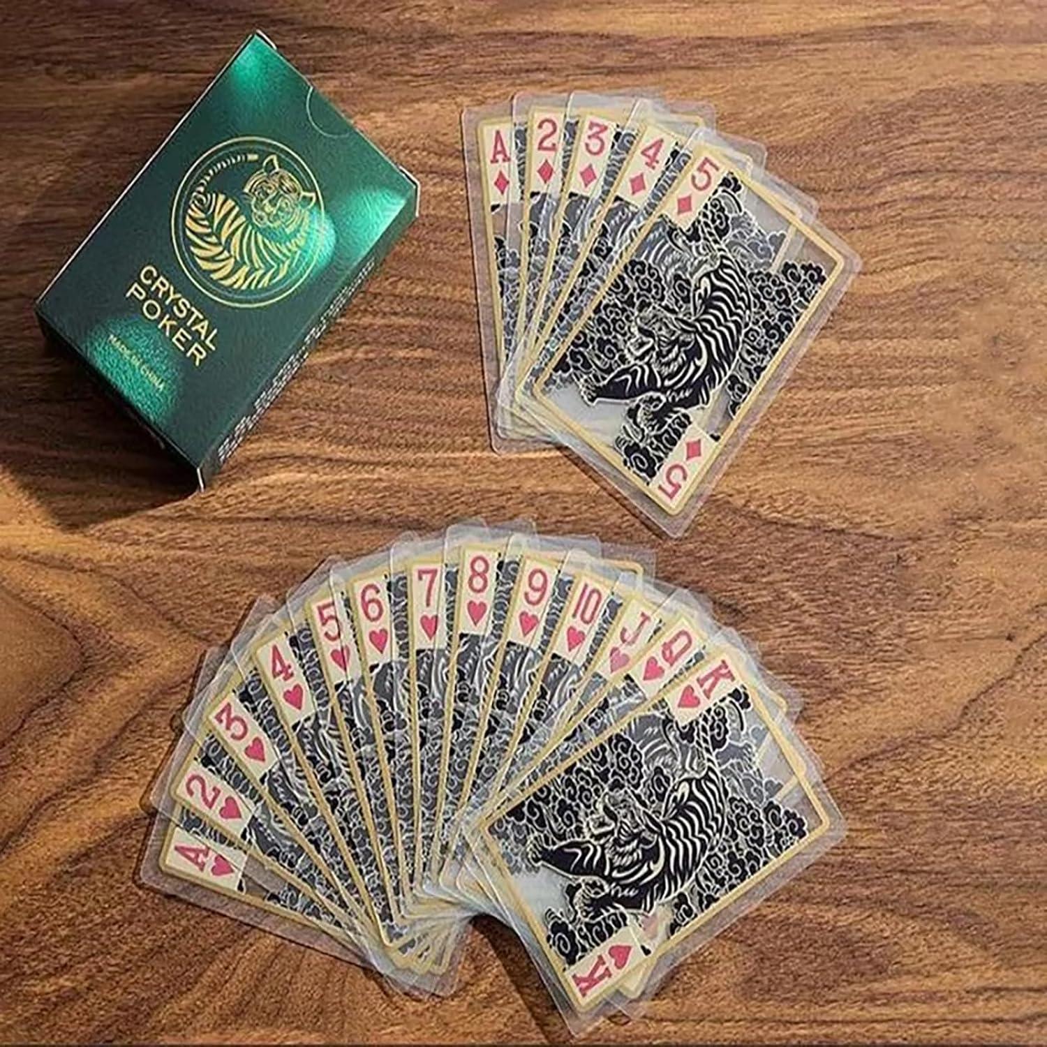 Set de 2 Barajas de Cartas Transparentes PVC Dragón y Tigre