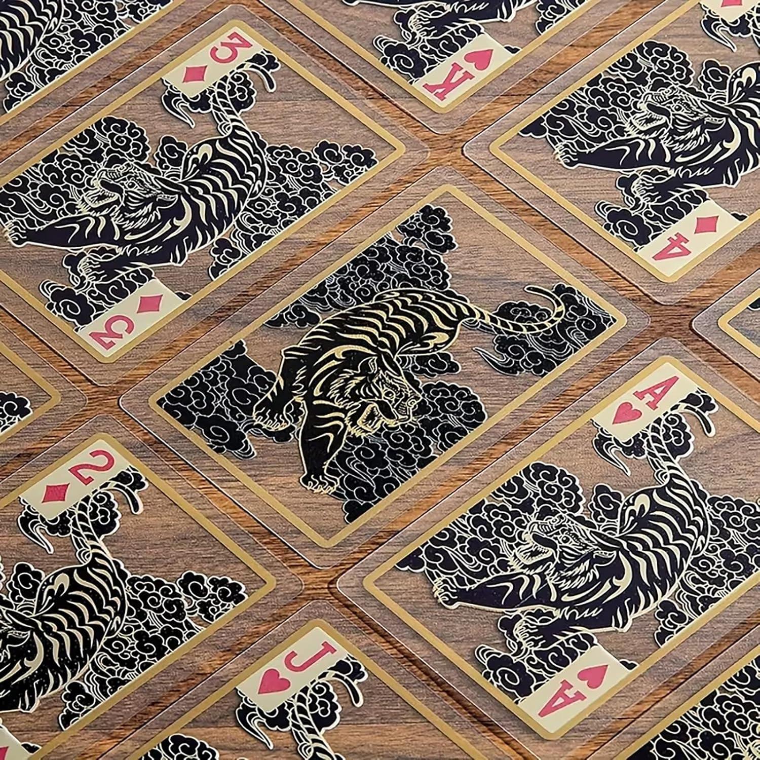 Set de 2 Barajas de Cartas Transparentes PVC Dragón y Tigre