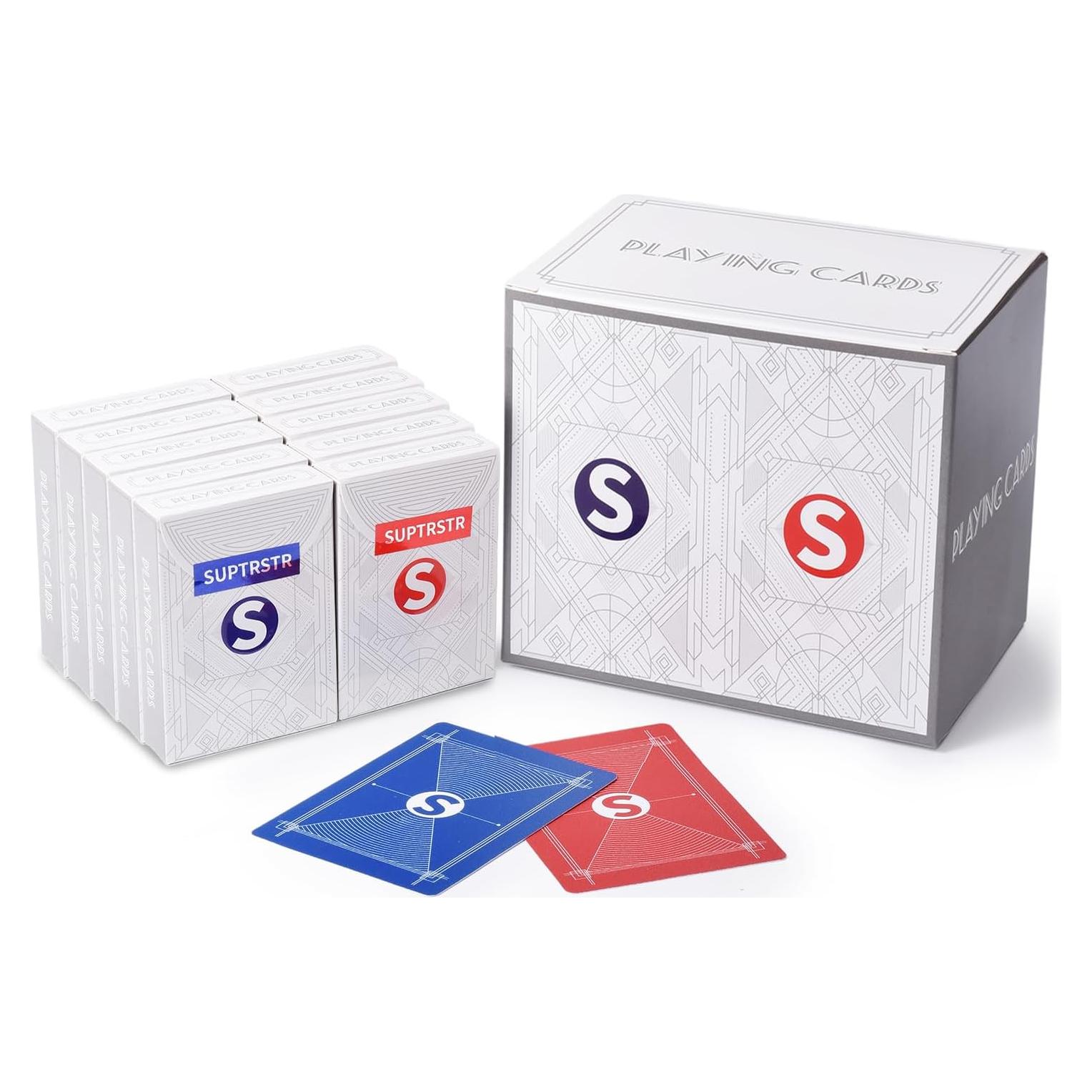 Set de Cartas de Juego 100% Plástico Suptrstr 10 Barajas Jumbo