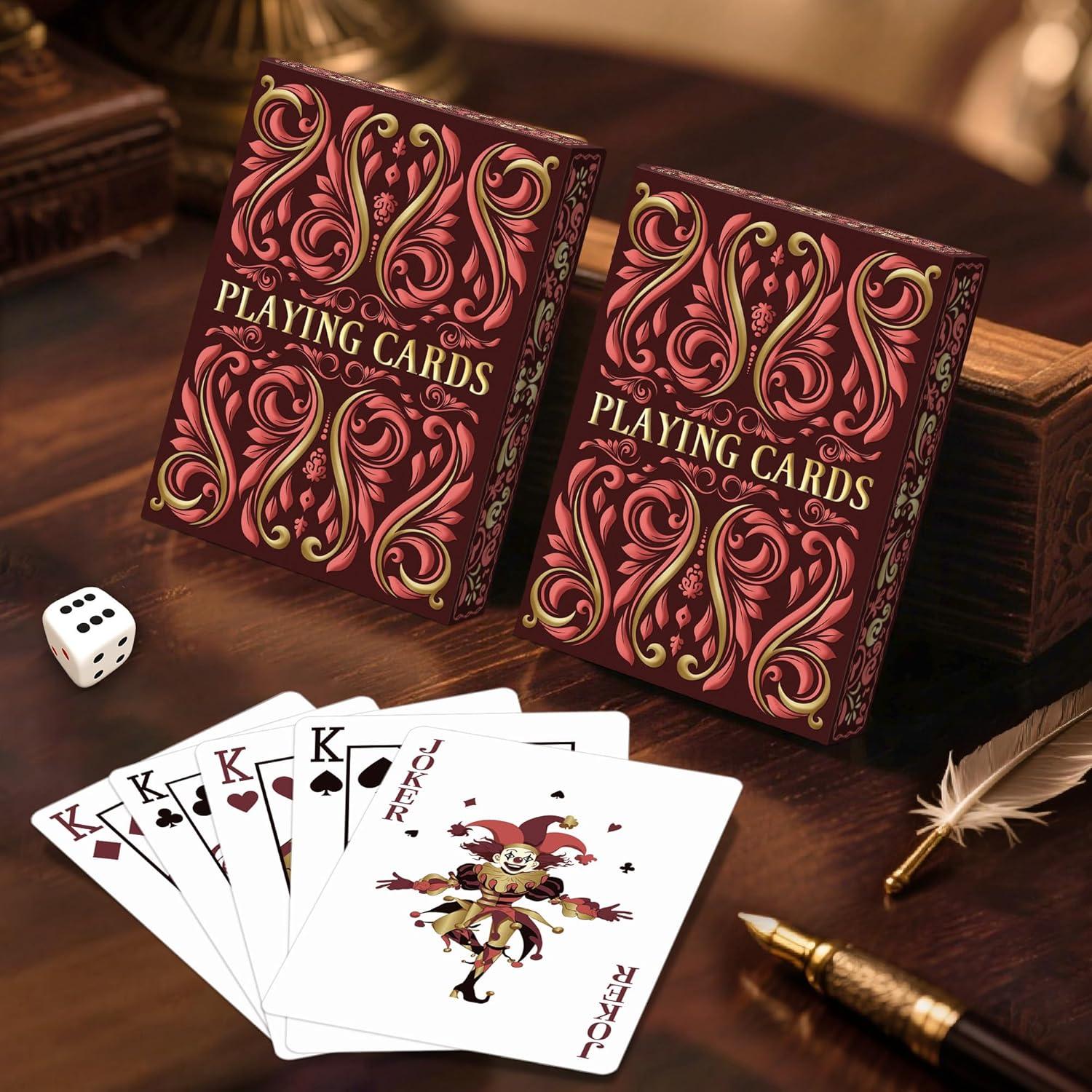 Barajas de Póker Wkchxd - 2 Paquetes Rojas Estándar 88x63mm