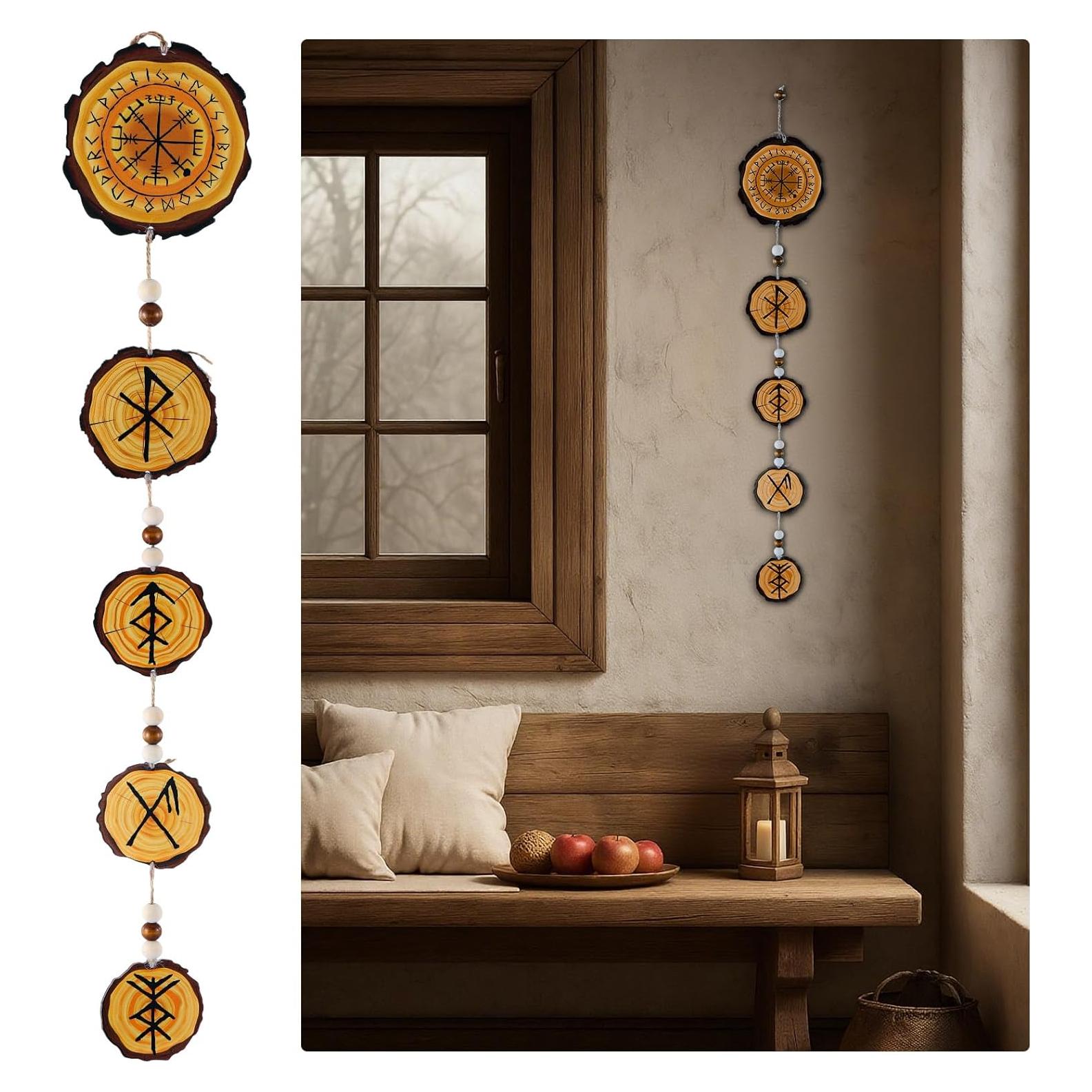 Cadena Rúnica Decorativa Thyle Yule 76.2 cm Madera Multicolor