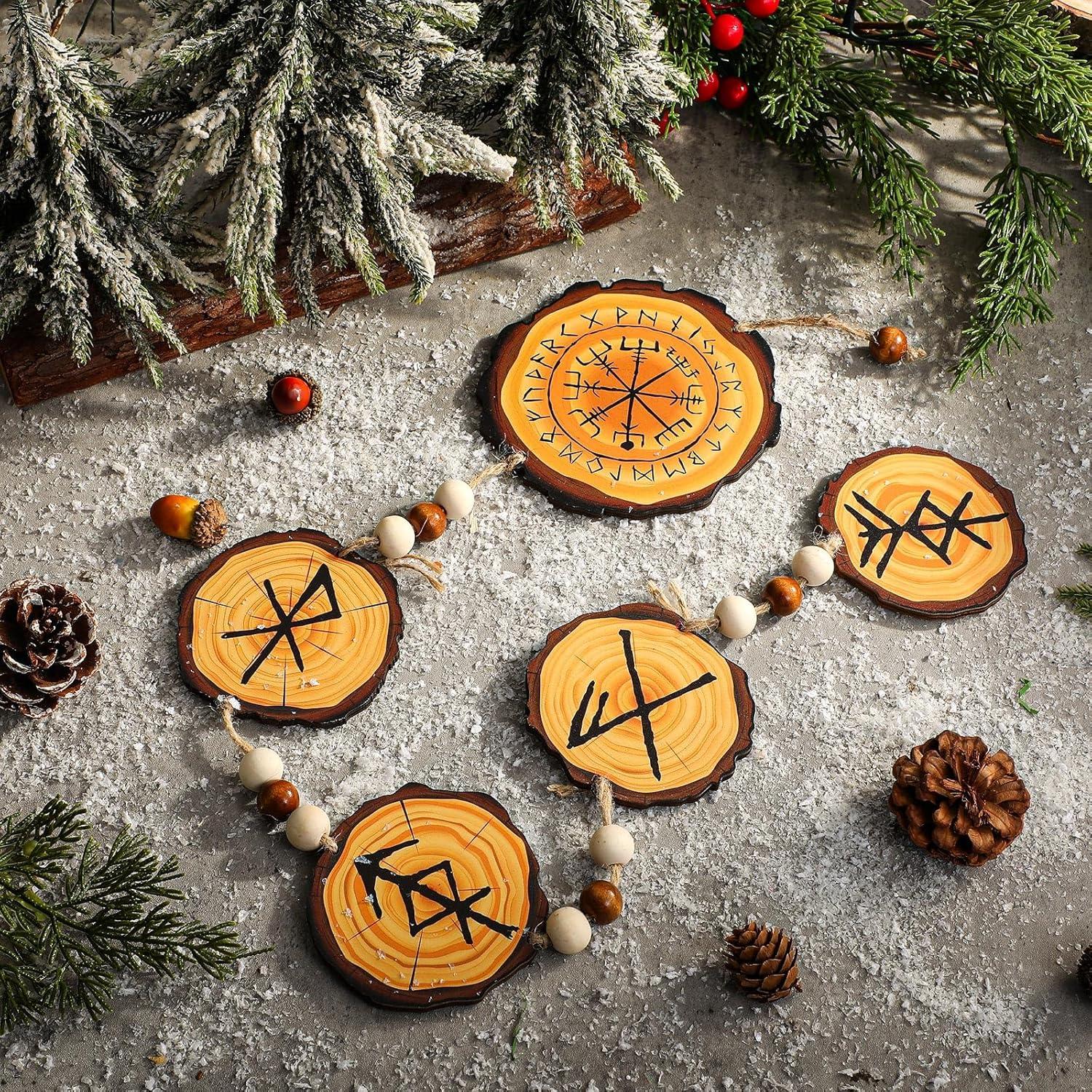 Cadena Rúnica Decorativa Thyle Yule 76.2 cm Madera Multicolor