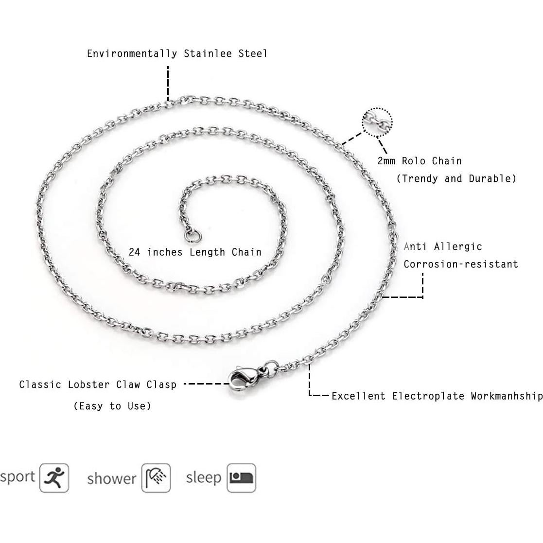 Collar de Cristal Vegvisir JOVIVI con Amatista y Cadena 60.96 cm
