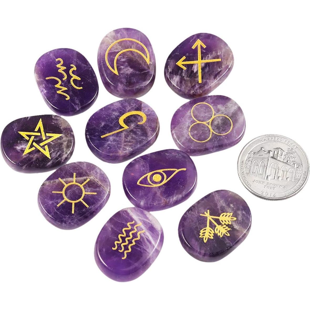 Conjunto de Runas de Brujas Mookaitedecor - 10 Piezas Grabadas