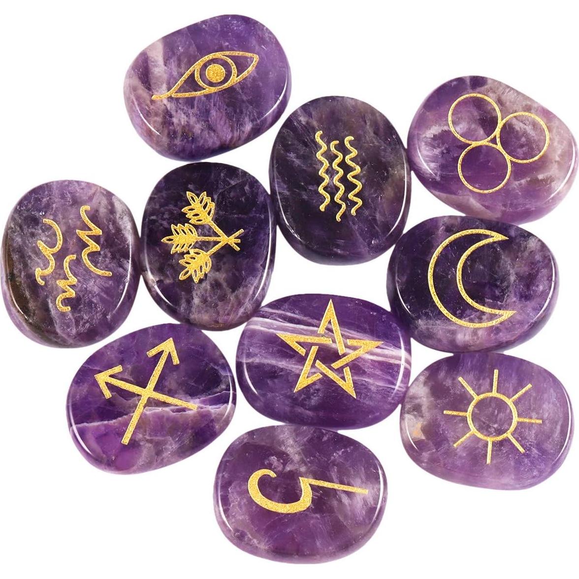 Conjunto de Runas de Brujas Mookaitedecor - 10 Piezas Grabadas