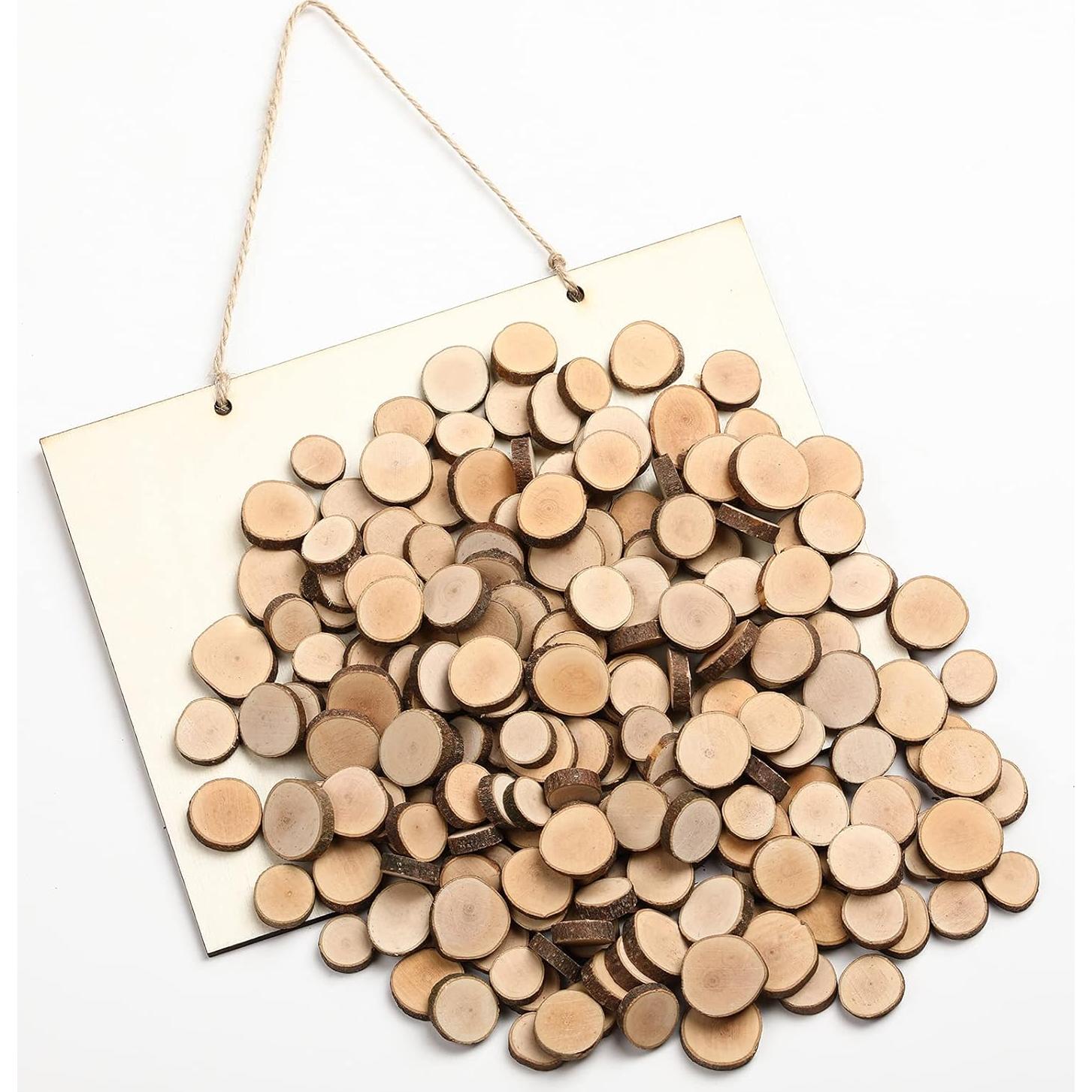 Rodajas de Madera Natural 100Pcs 1.5-2.5cm para Manualidades