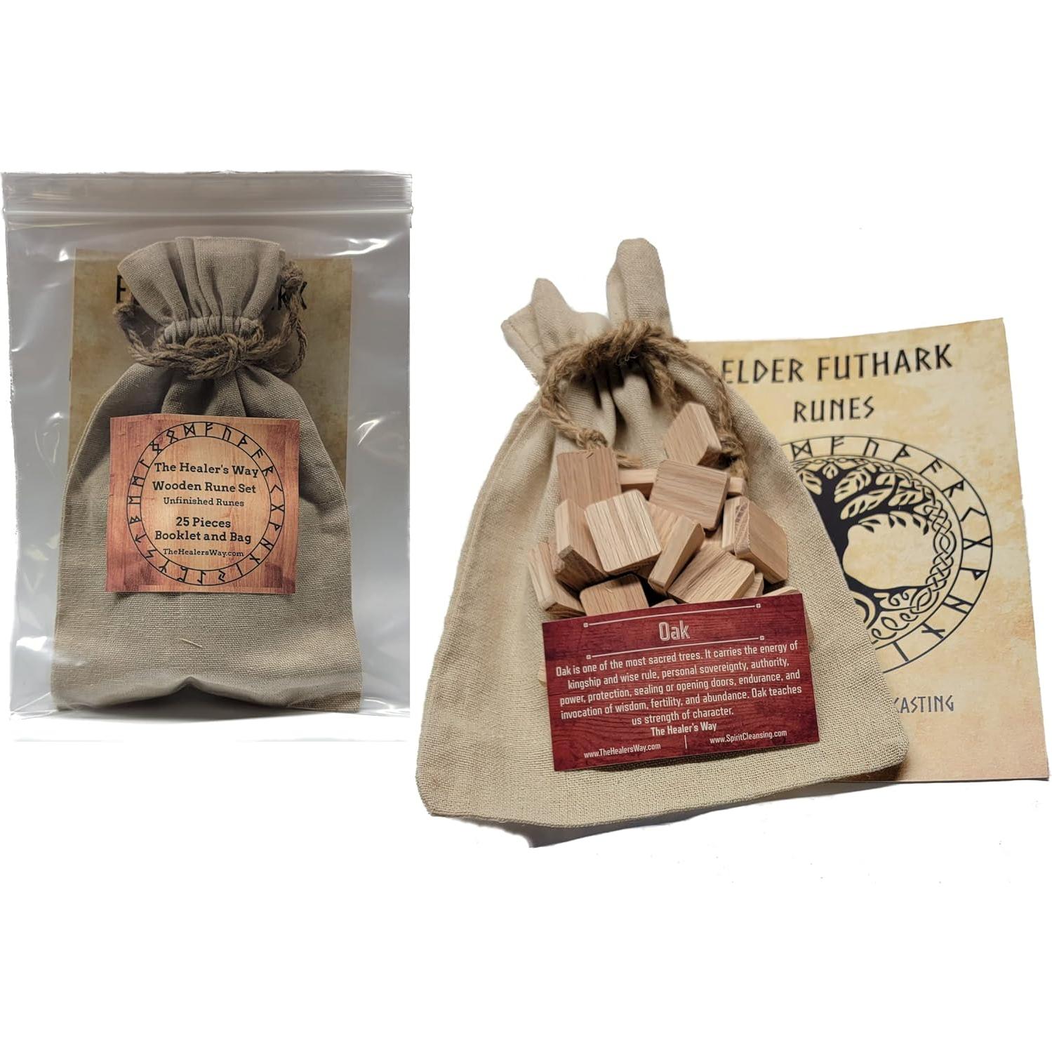 Juego de Runas de Madera sin Terminar - Alfabeto Elder Futhark