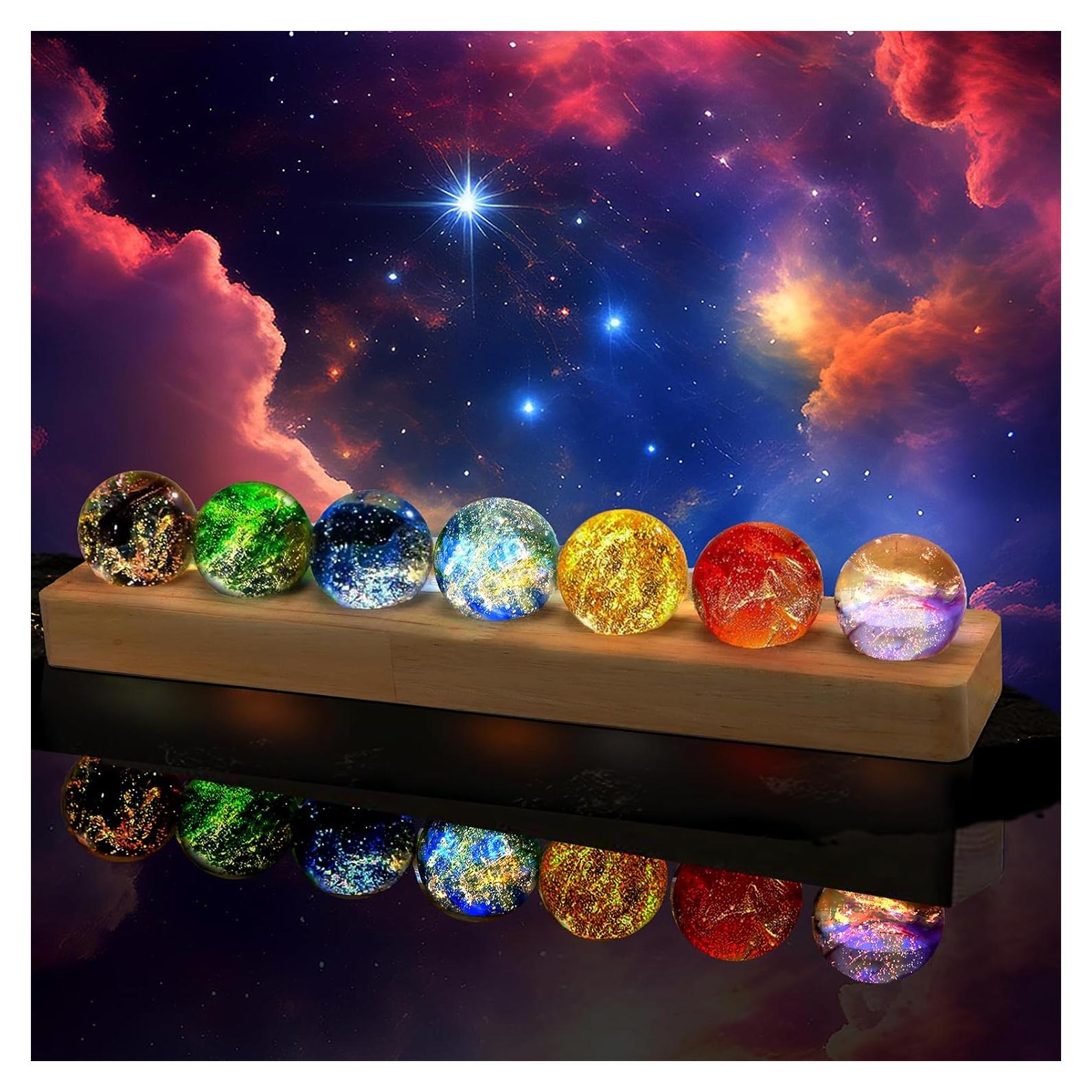 Conjunto 7 Esferas de Sanación Chakra NewRiu con Soporte LED